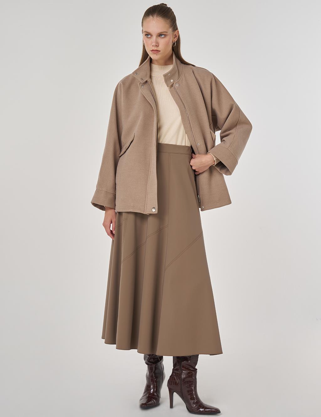 Stand-Up Collar Wool Jacket Mink