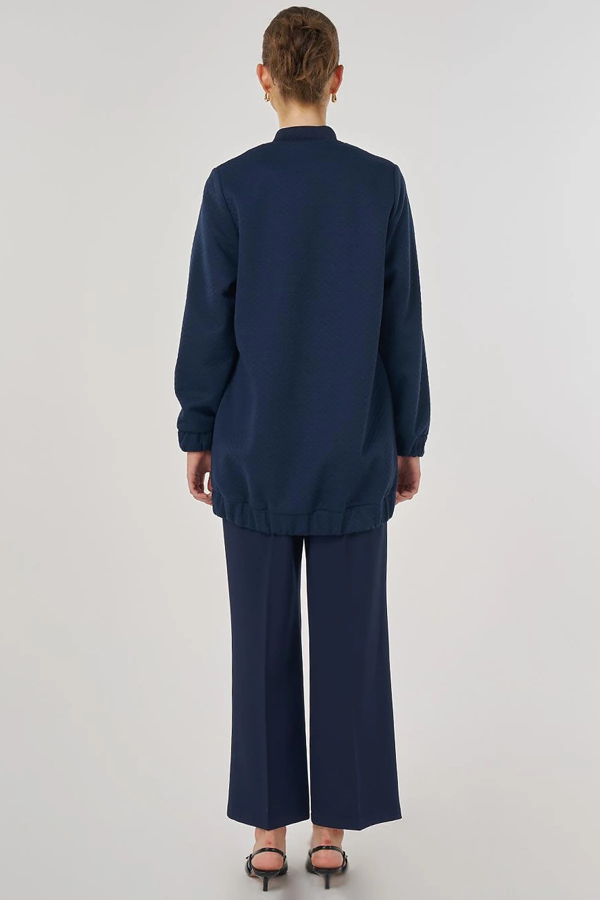 College Collar Textured Jacket Dark Navy