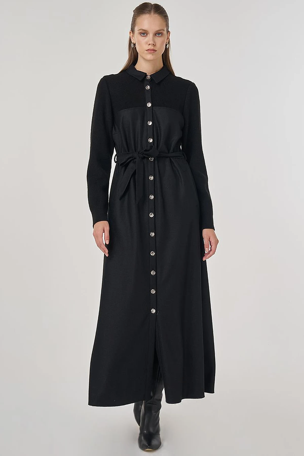 Wool Maxi Dress Black