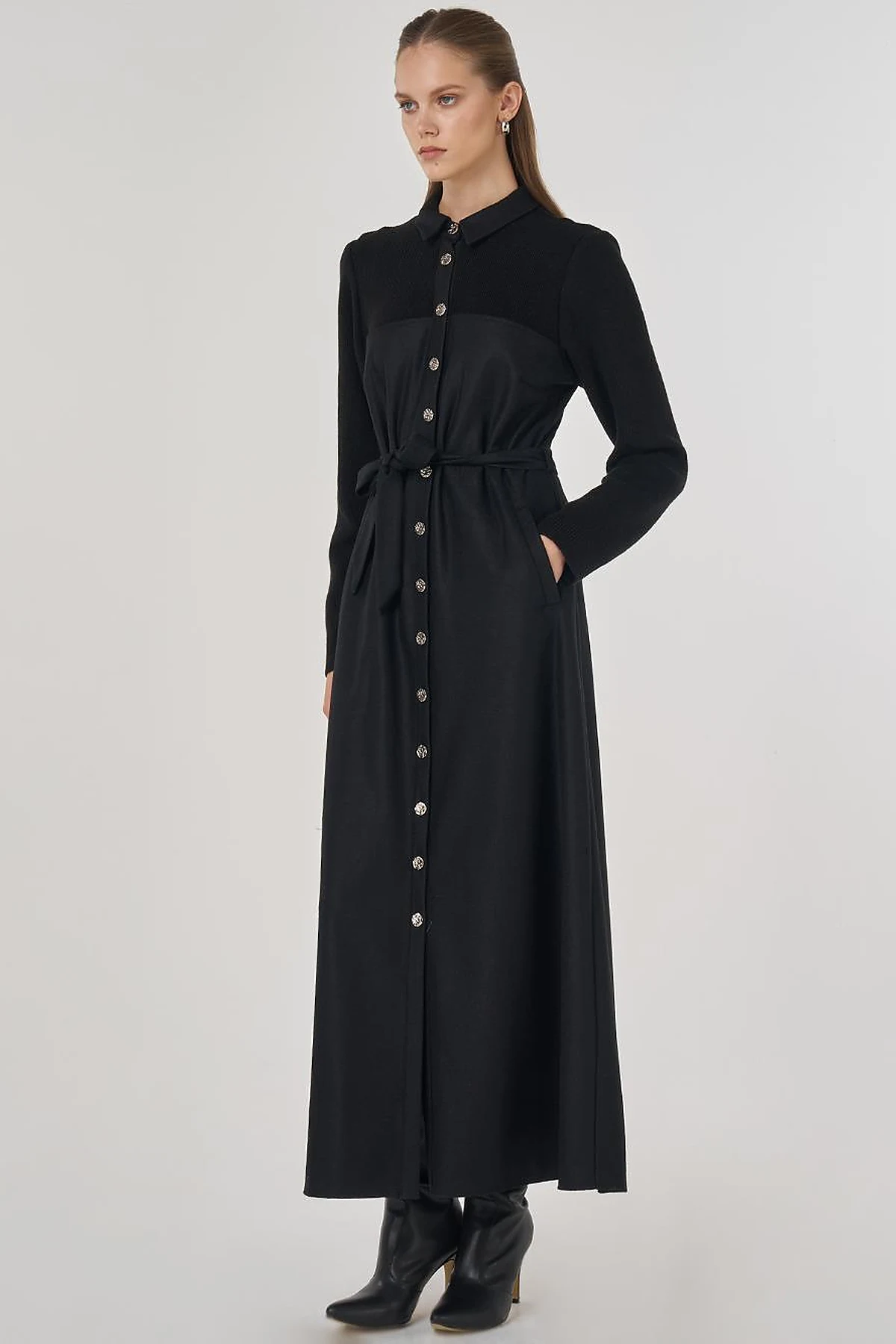 Wool Maxi Dress Black