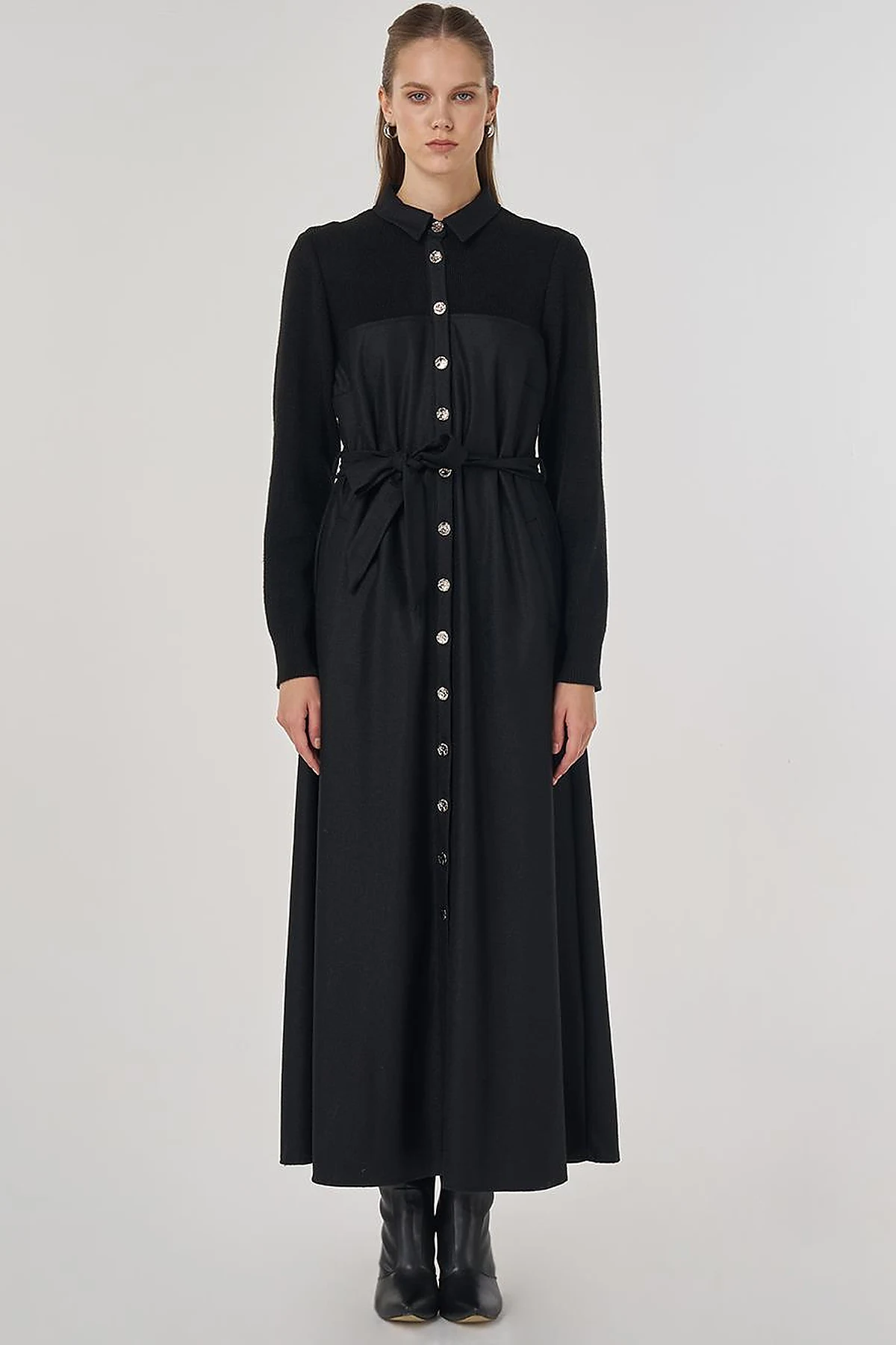 Wool Maxi Dress Black