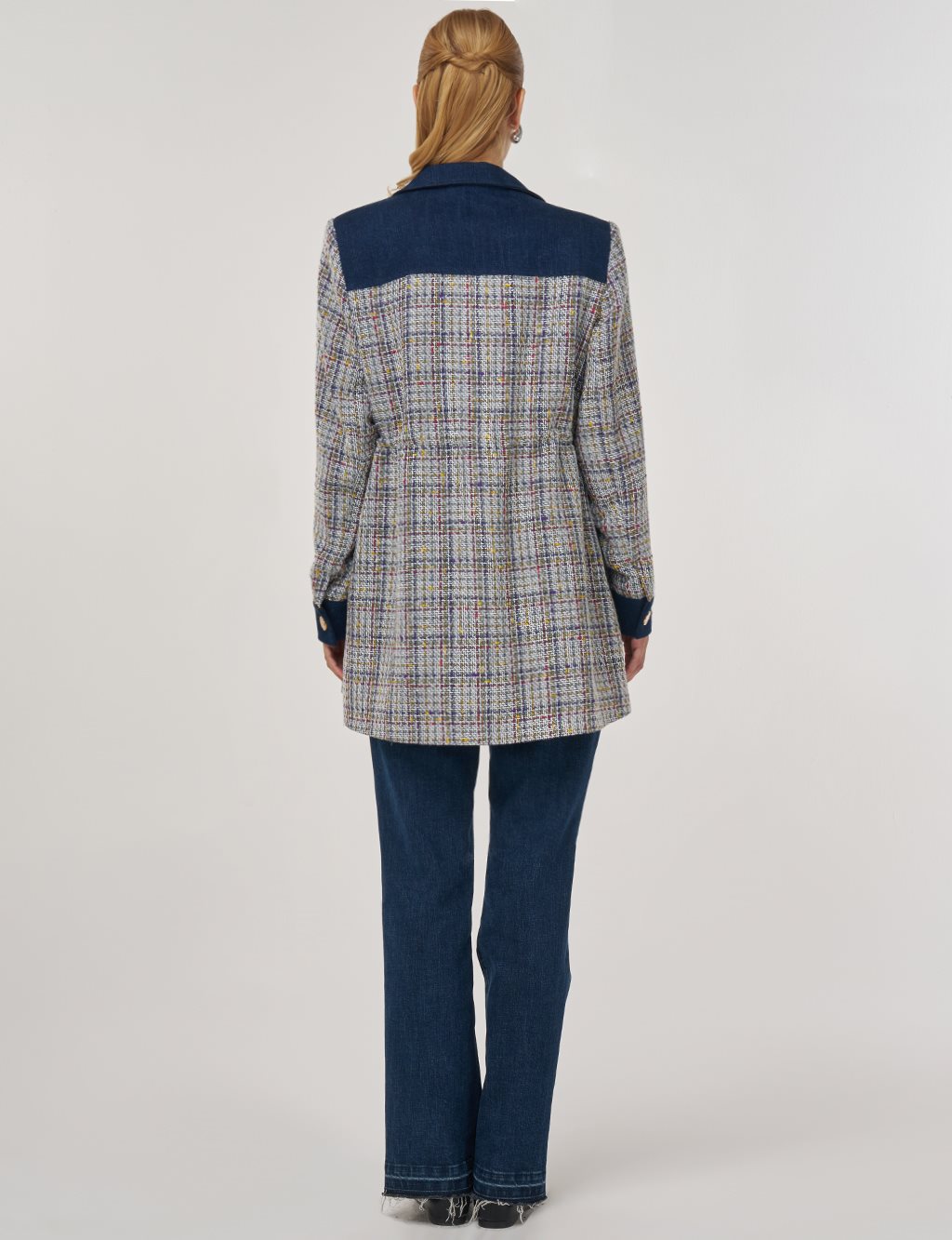 Elasticated Waist Tweed Jacket Indigo 
