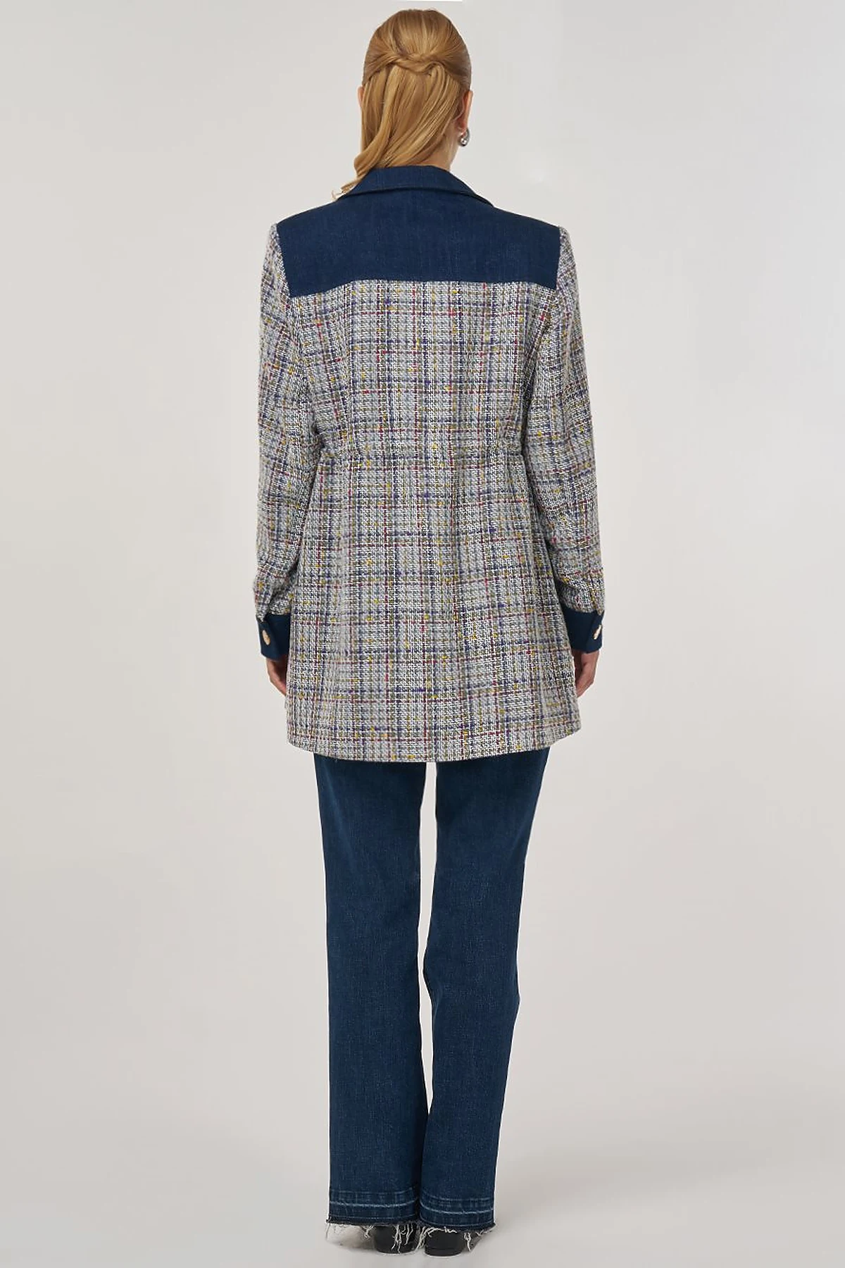 Elasticated Waist Tweed Jacket Indigo 