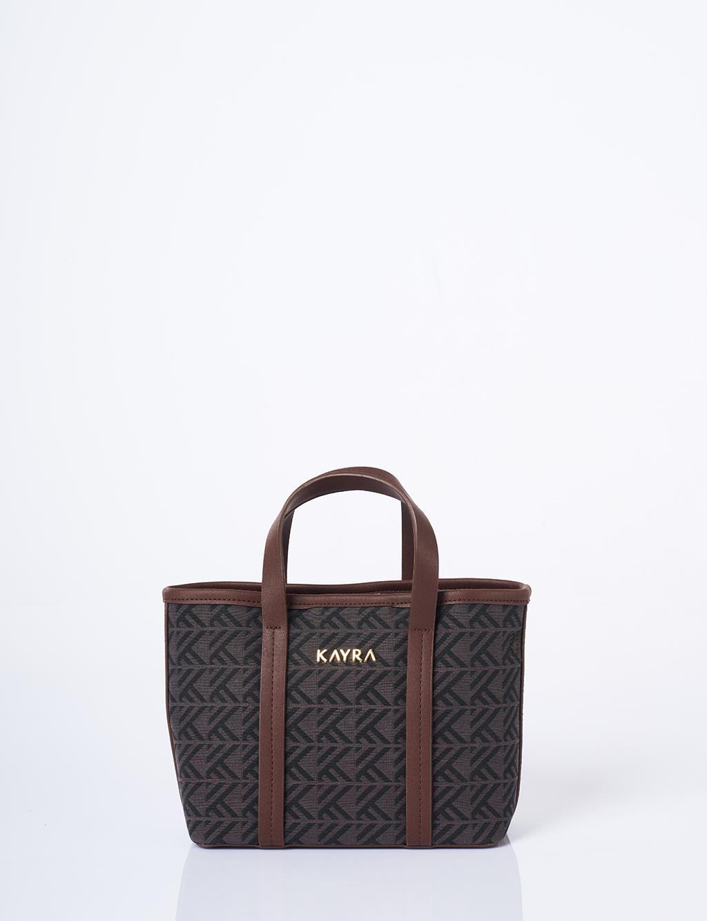 Monogram Pattern Medium Shopper Bag Taupe