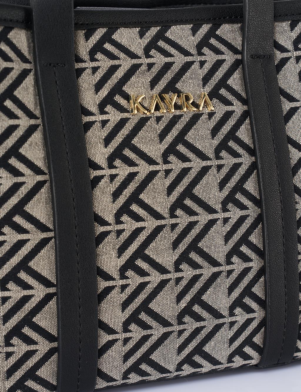 Monogram Pattern Medium Shopper Bag Grey