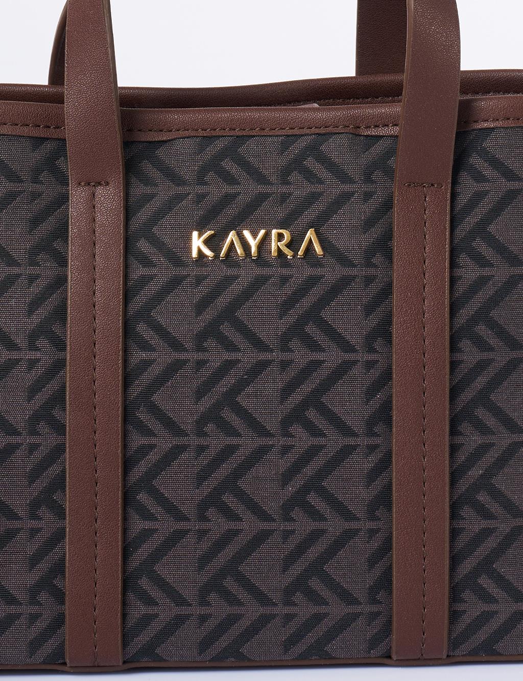 Monogram Pattern Medium Shopper Bag Taupe