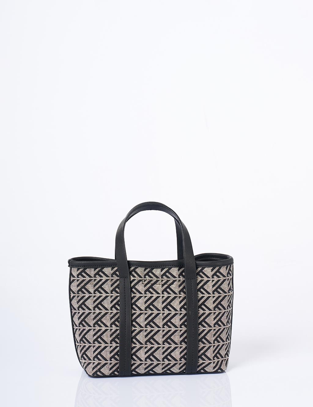 Monogram Pattern Medium Shopper Bag Grey