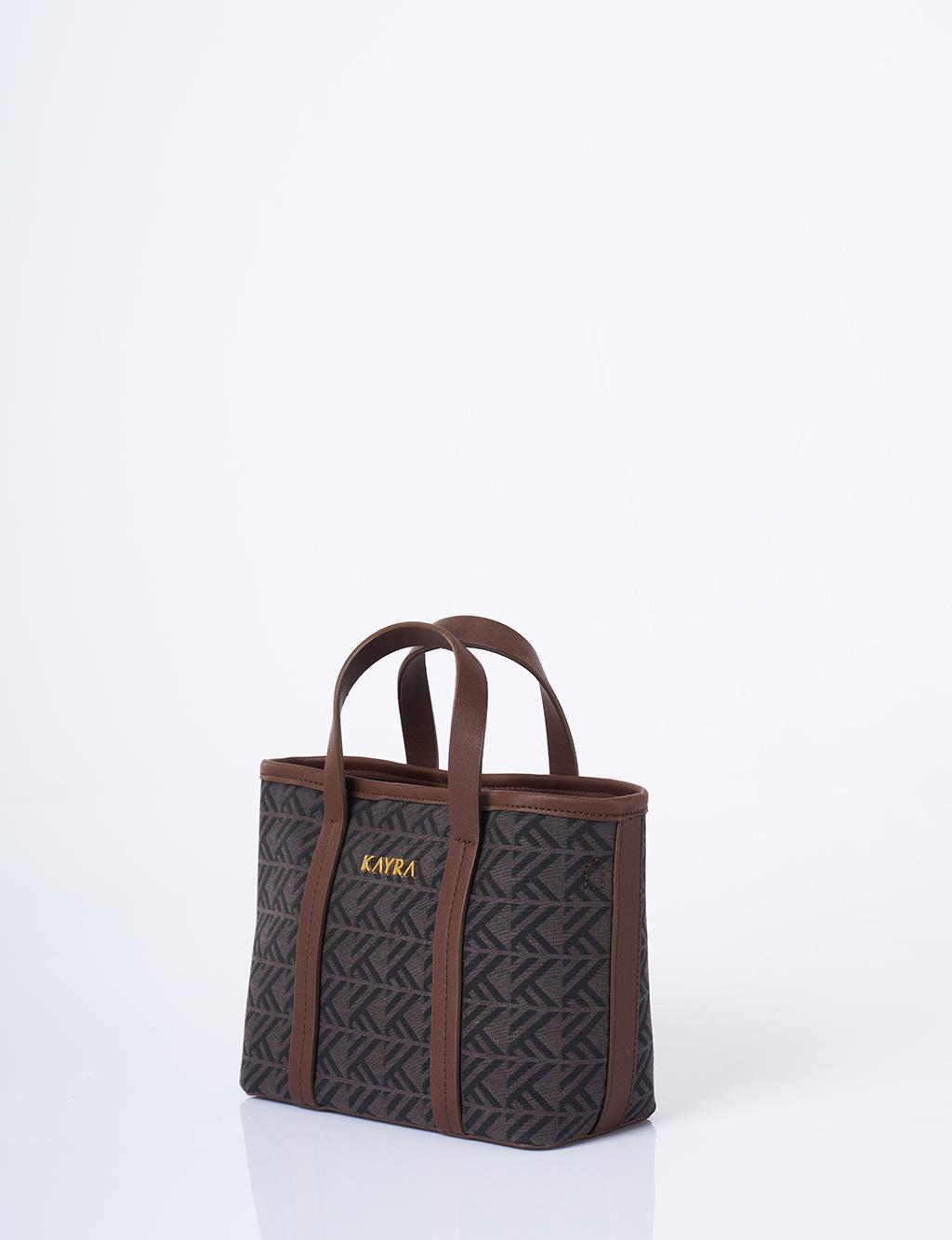 Monogram Pattern Medium Shopper Bag Taupe