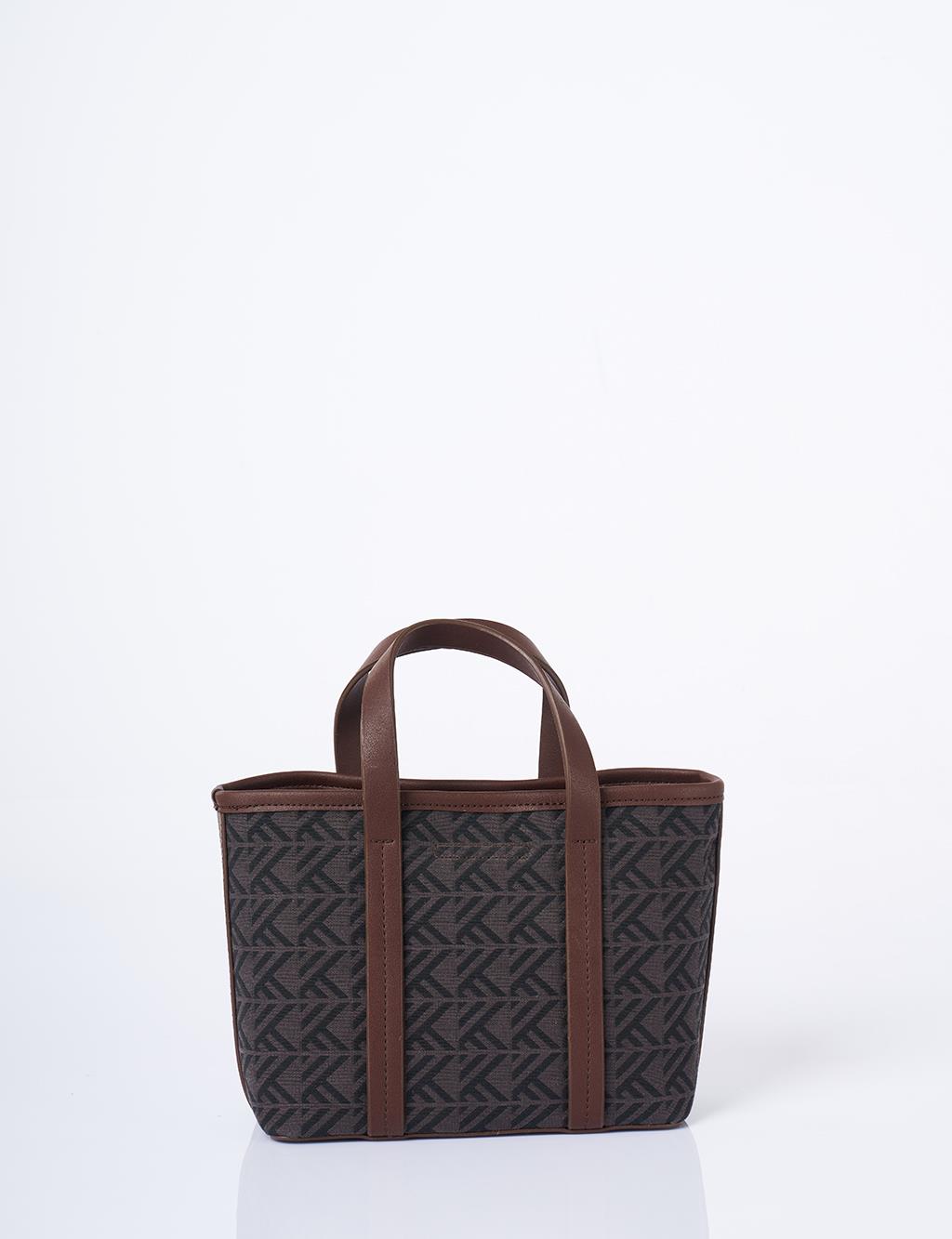 Monogram Pattern Medium Shopper Bag Taupe