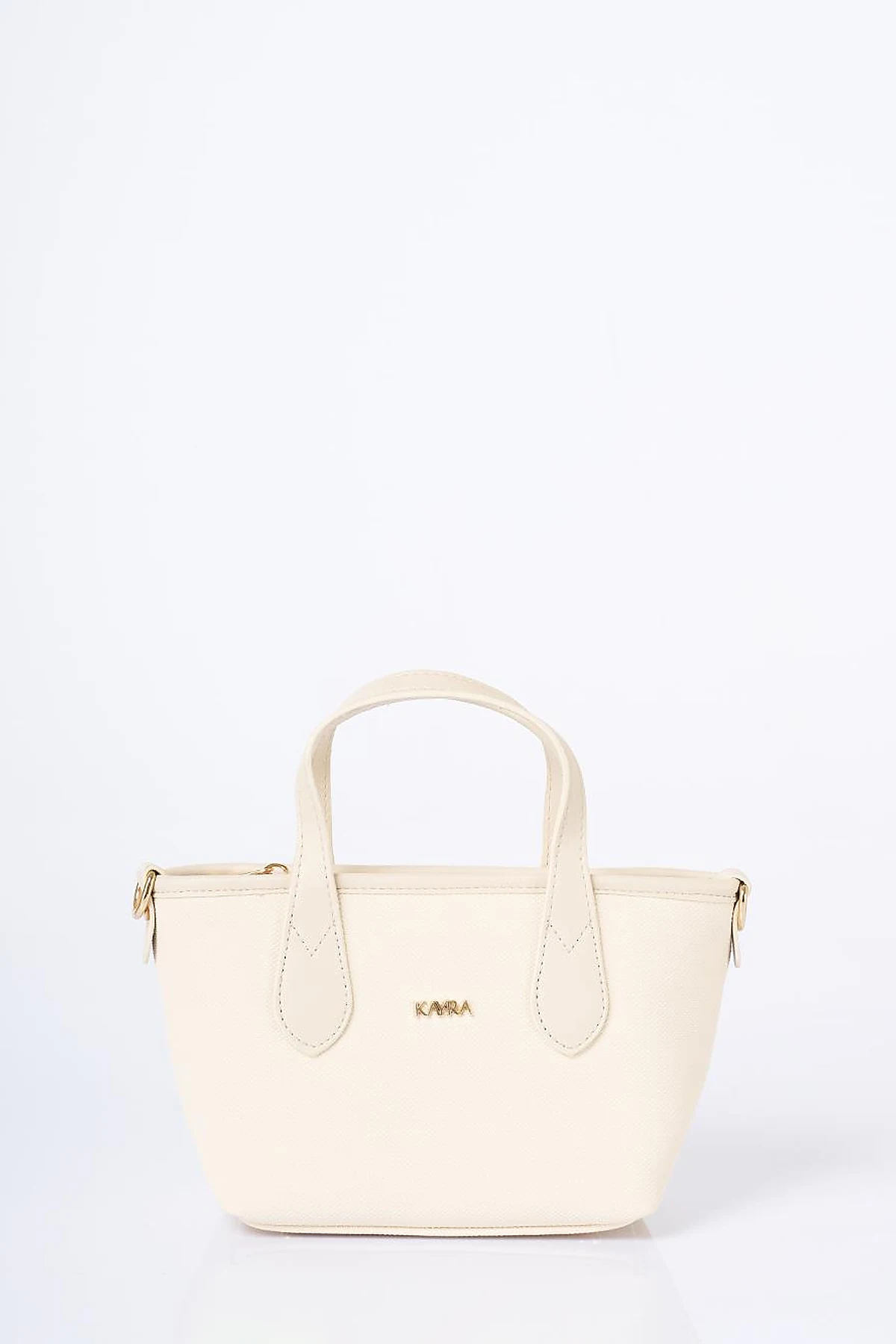 Textured Wide Strap Tote Bag Cream