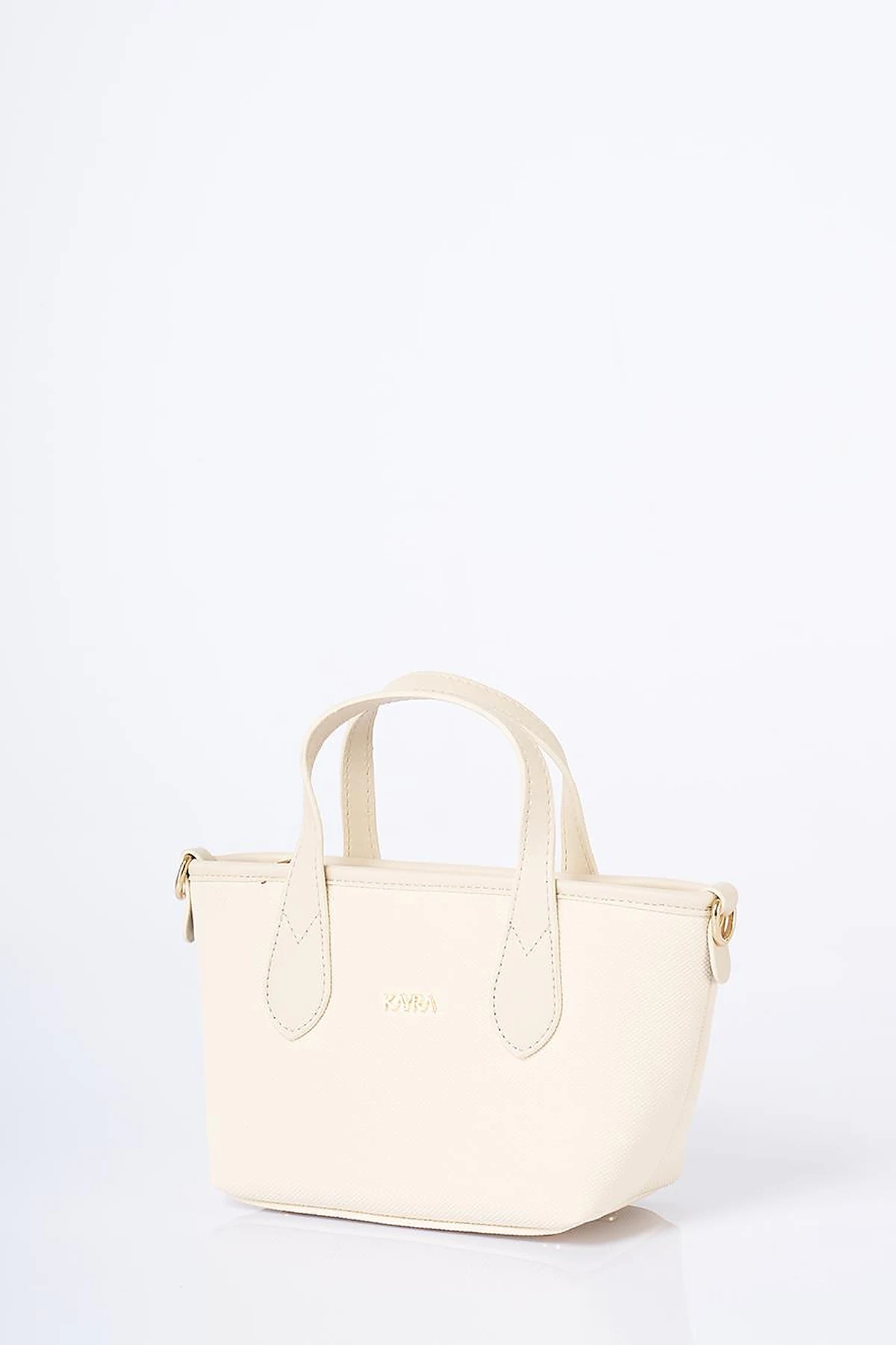 Textured Wide Strap Tote Bag Cream