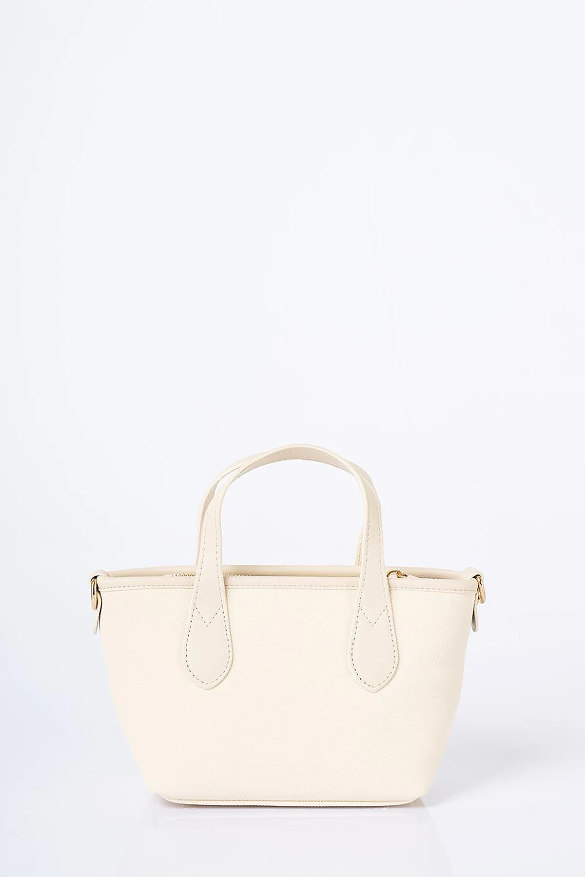 Textured Wide Strap Tote Bag Cream