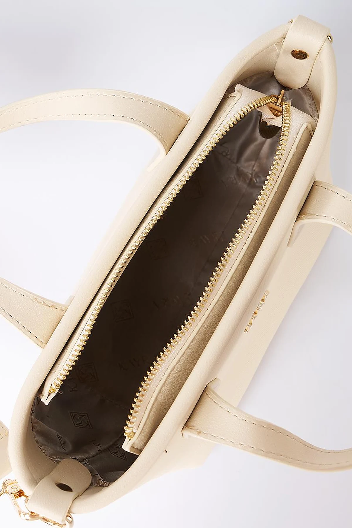 Textured Wide Strap Tote Bag Cream