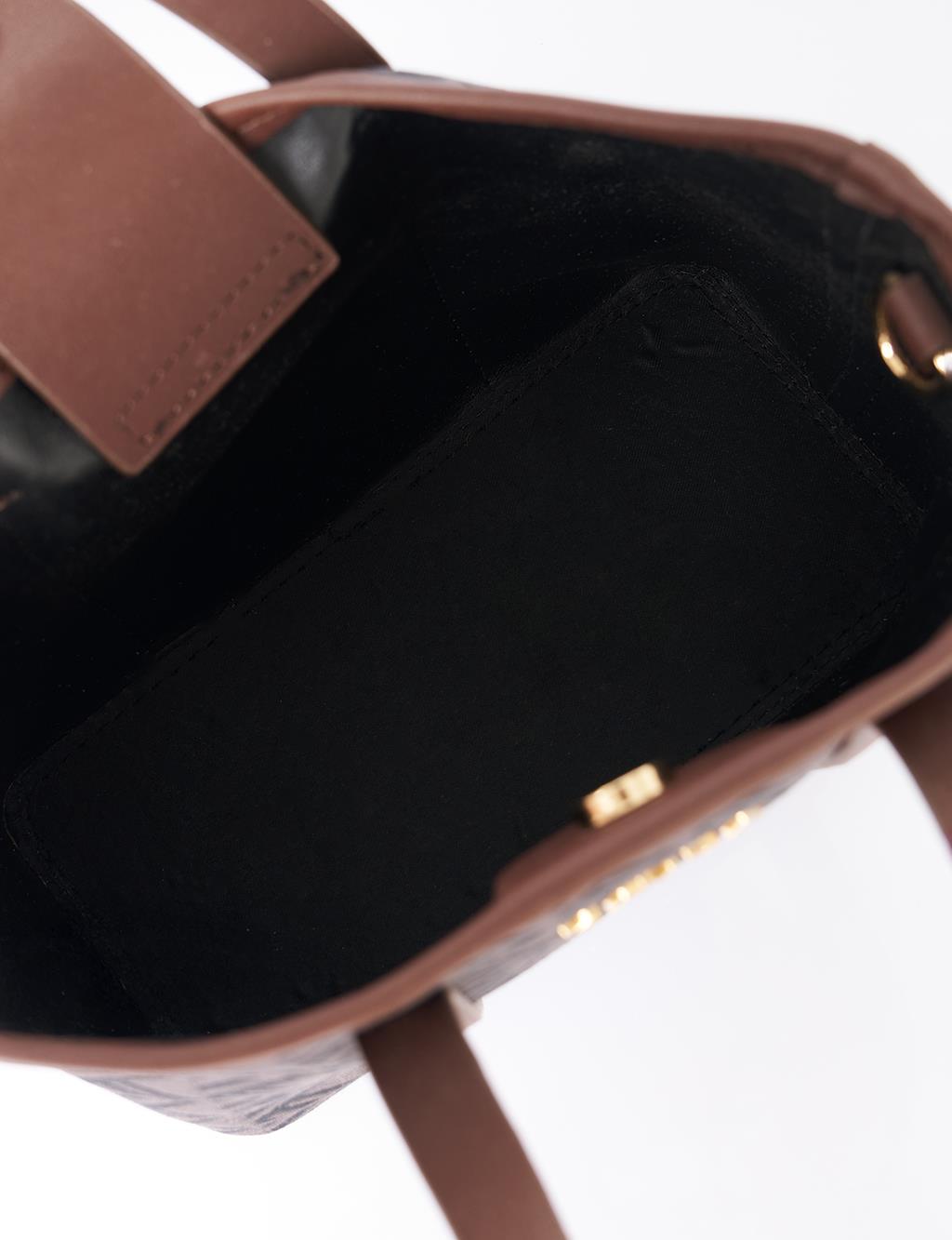 Monogram Pattern Medium Shopper Bag Taupe