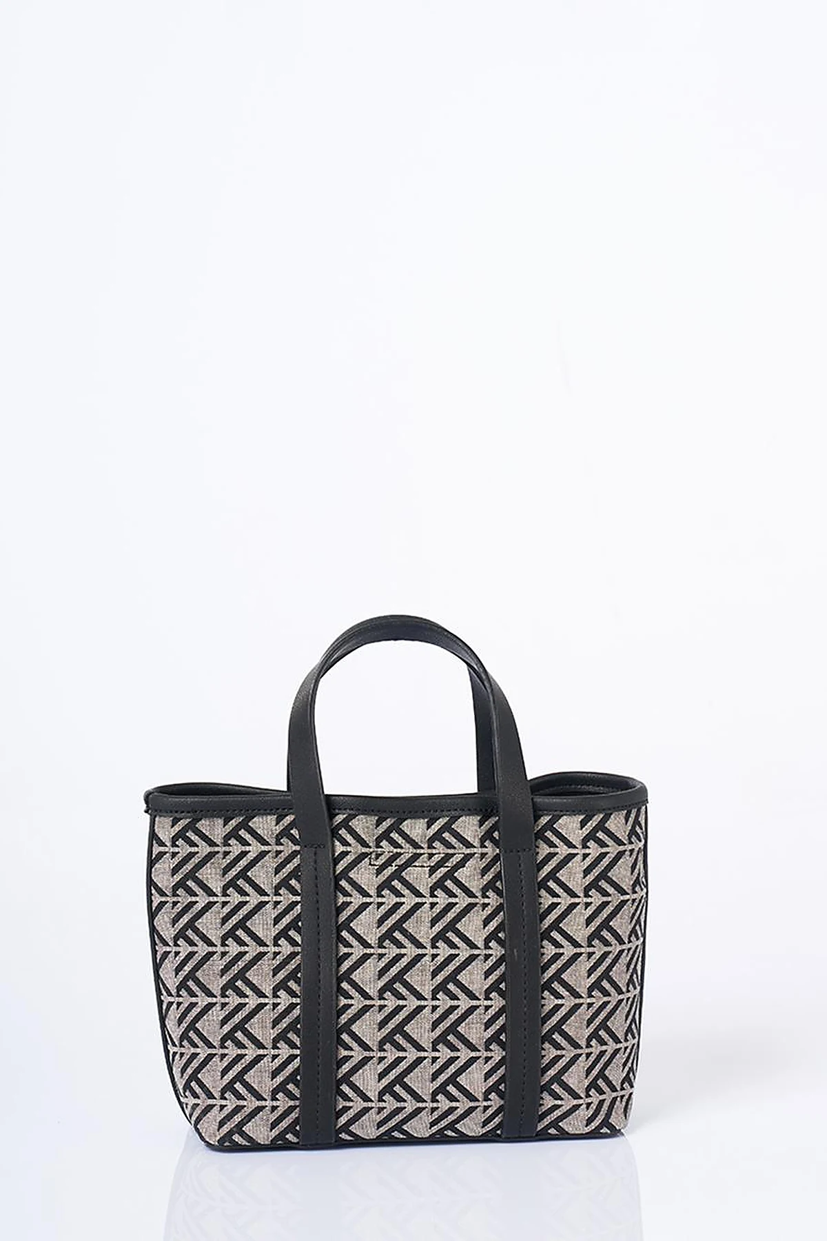 Monogram Pattern Medium Shopper Bag Grey