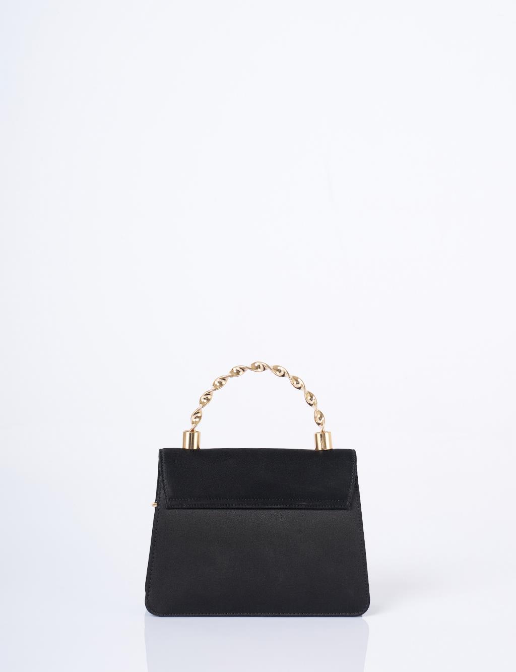 Tutma Kulplu Saten Çanta Siyah