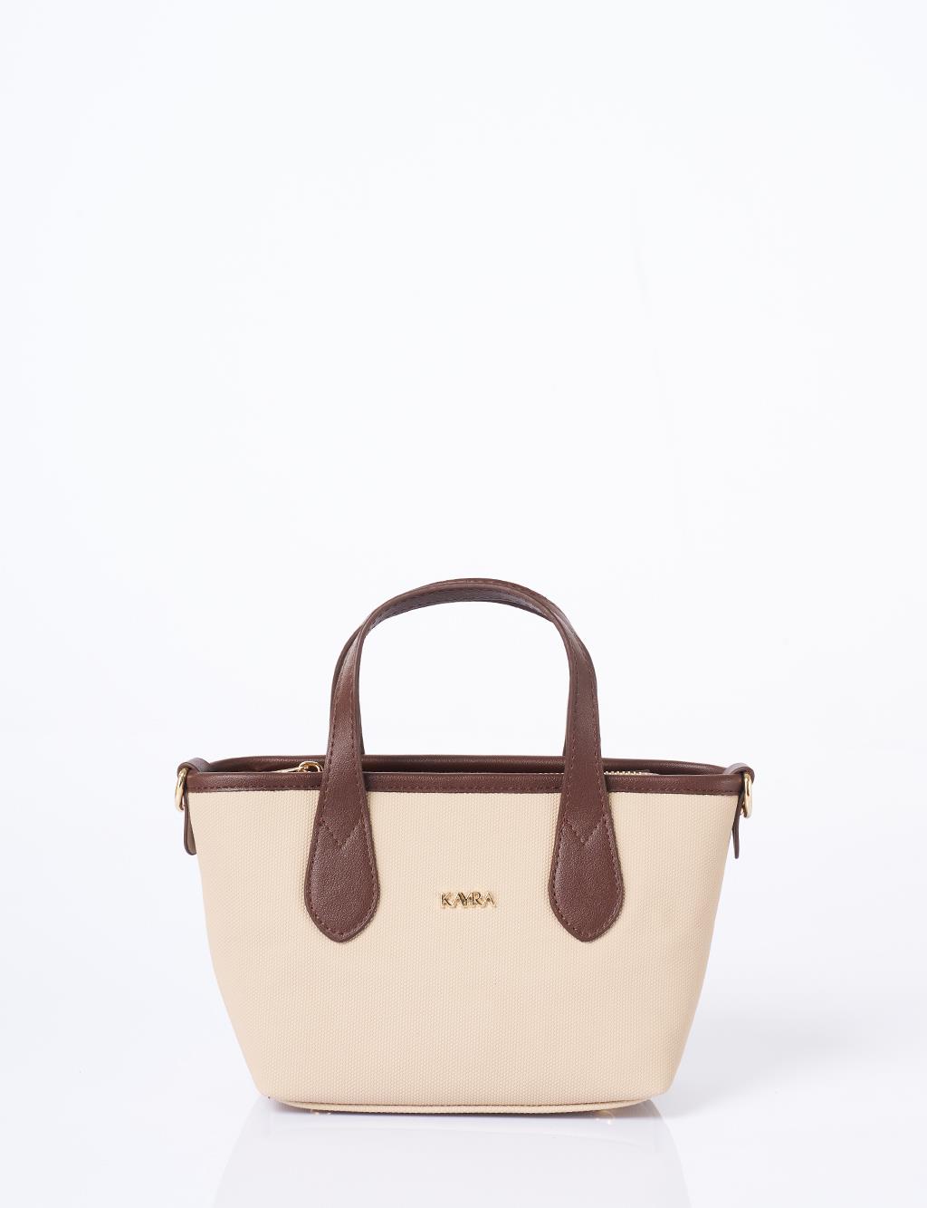 Textured Wide Strap Tote Bag Taupe