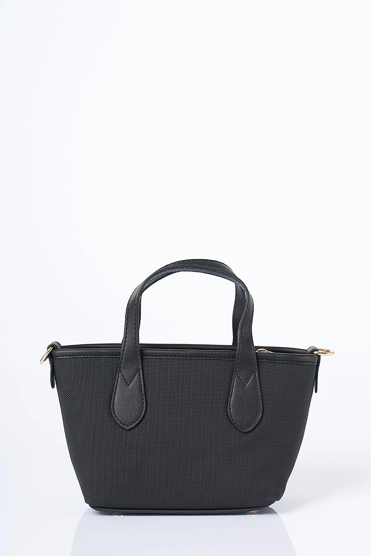 Textured Wide Strap Tote Bag Black
