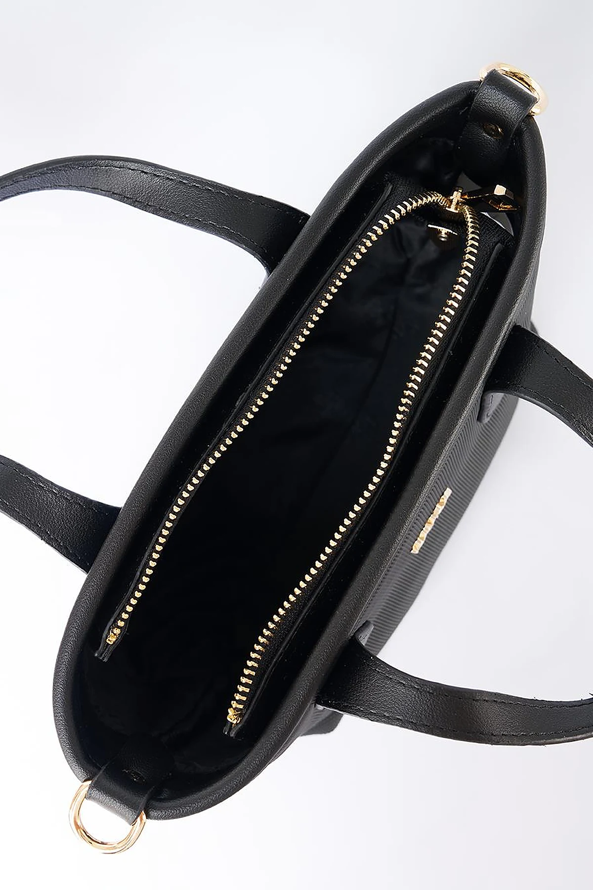 Textured Wide Strap Tote Bag Black