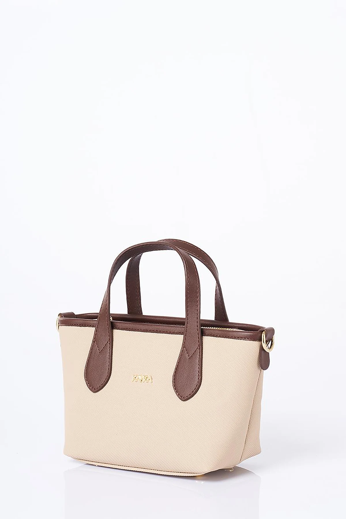 Textured Wide Strap Tote Bag Taupe