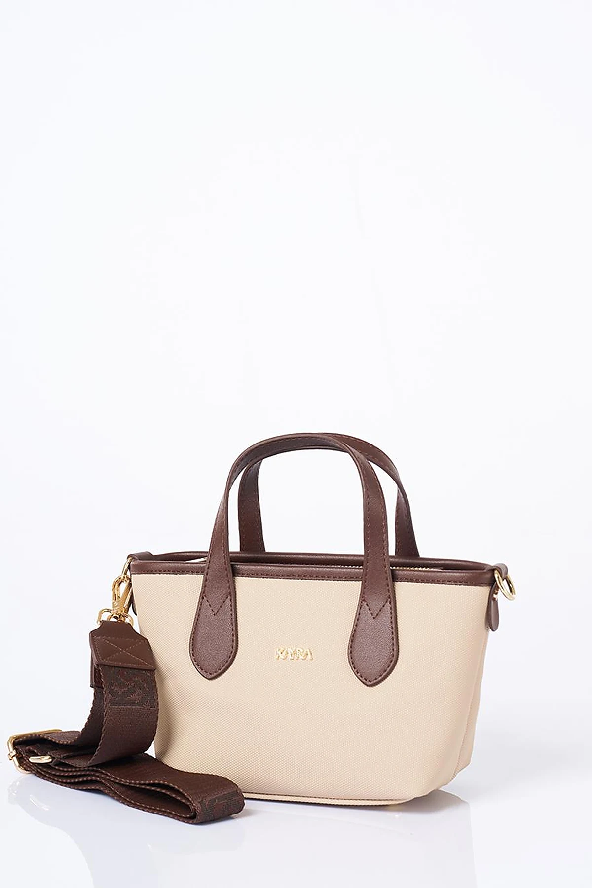 Textured Wide Strap Tote Bag Taupe