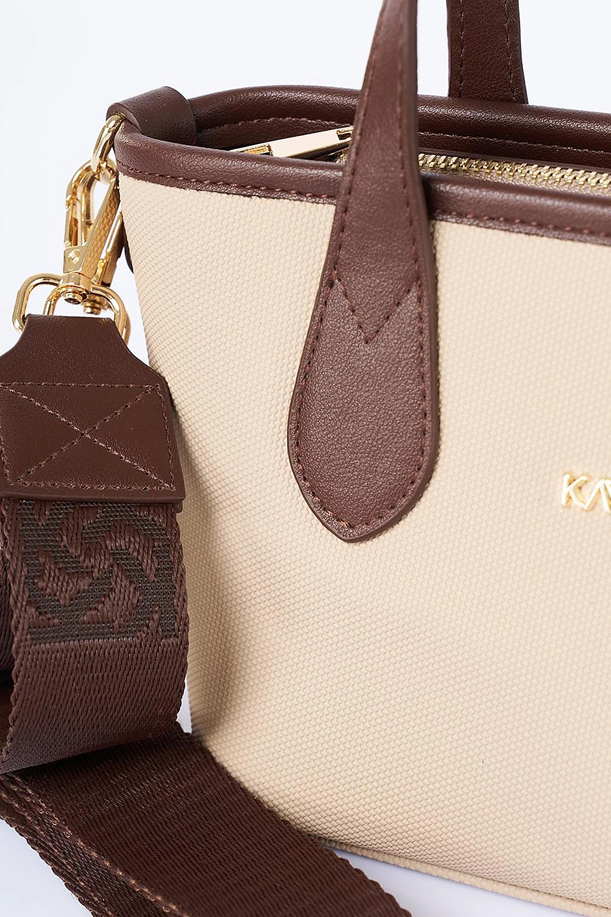 Textured Wide Strap Tote Bag Taupe