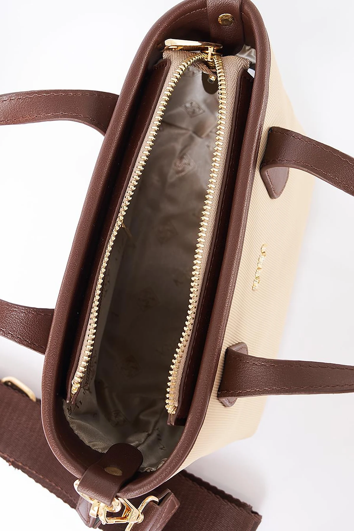Textured Wide Strap Tote Bag Taupe