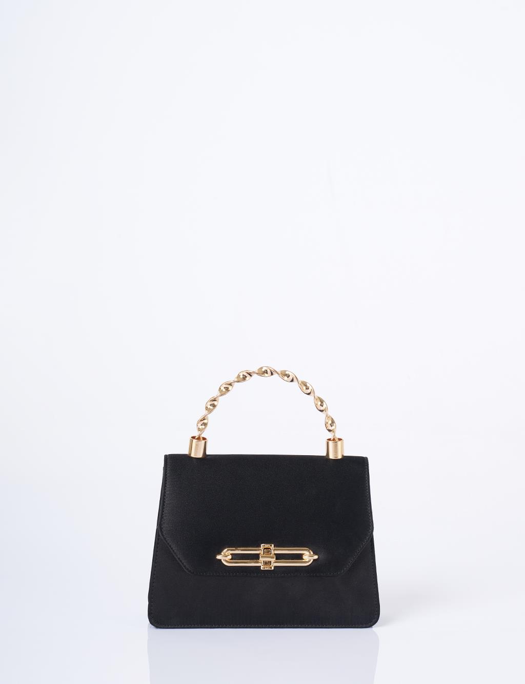 Tutma Kulplu Saten Çanta Siyah