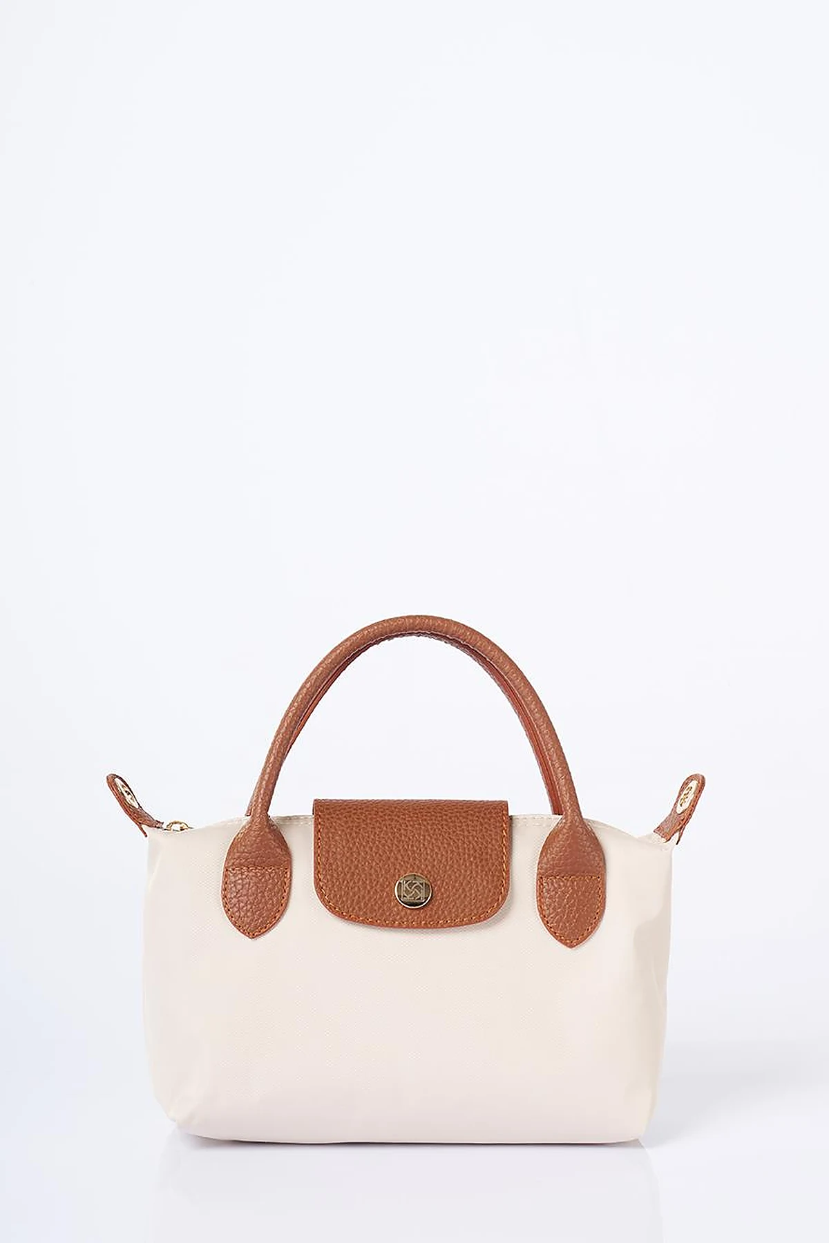 Medium Flap Fabric Bag -Cream