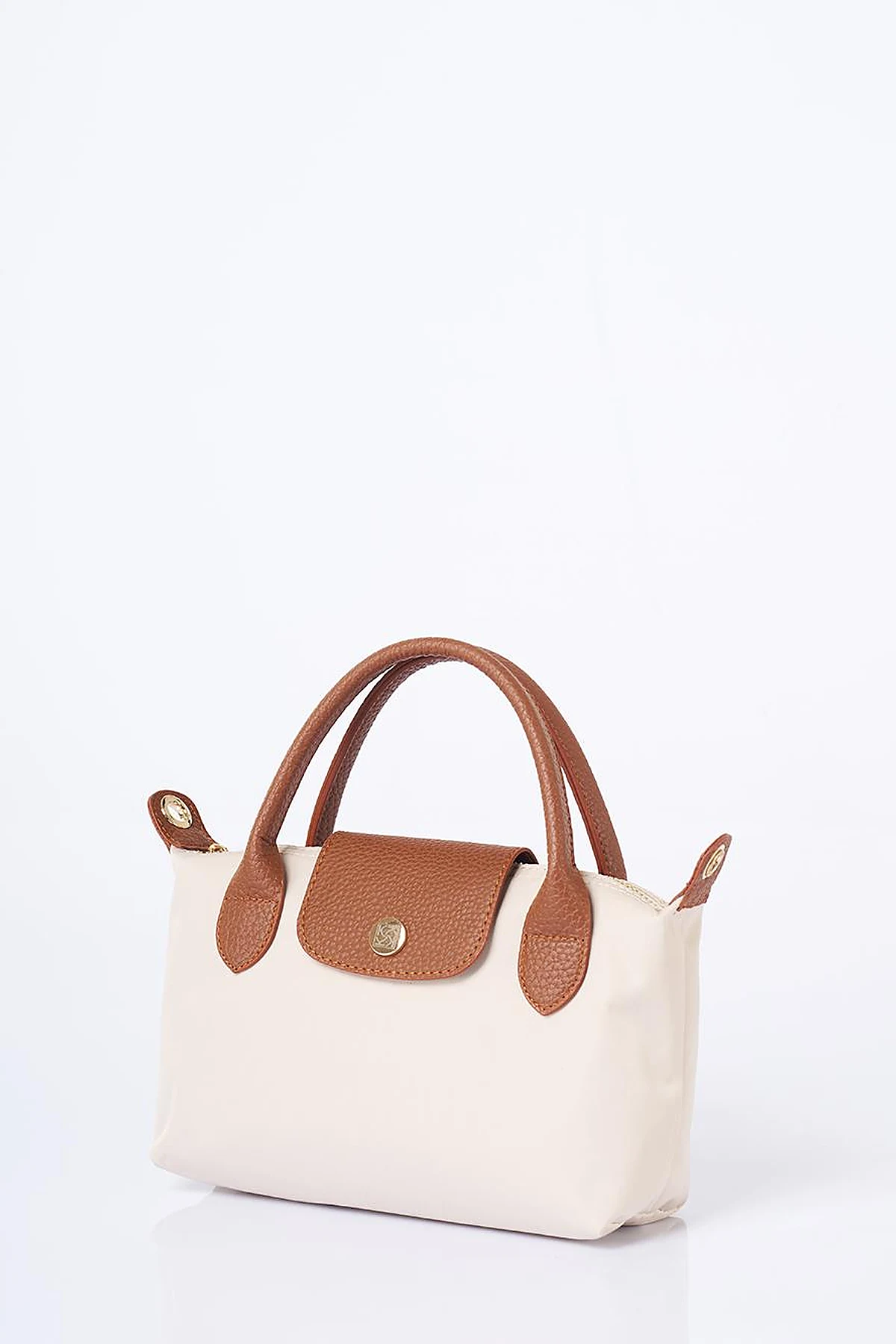 Medium Flap Fabric Bag -Cream