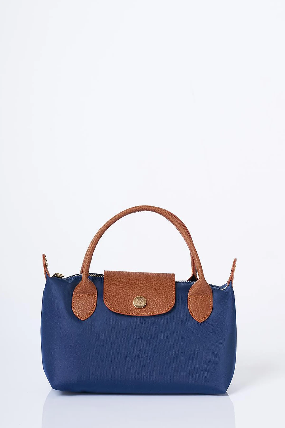 Medium Flap Fabric Bag- Navy