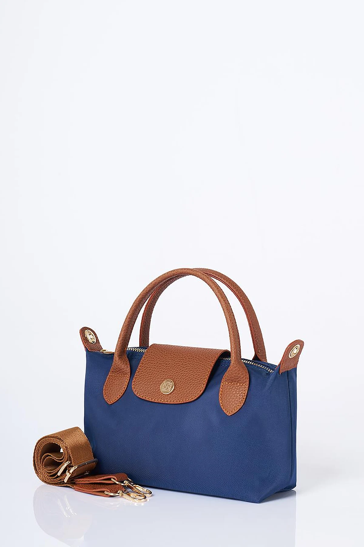 Medium Flap Fabric Bag- Navy