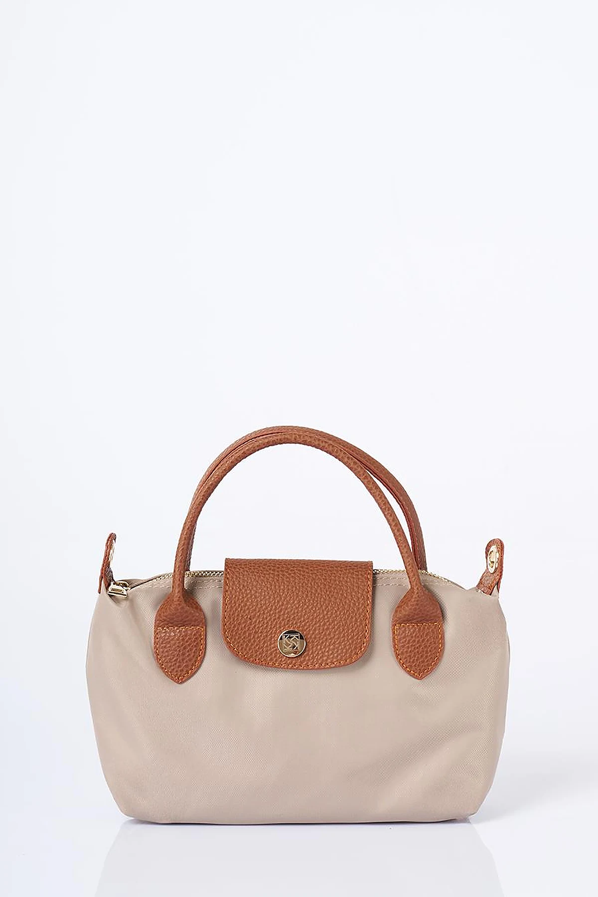 Medium Flap Fabric Bag -Stone