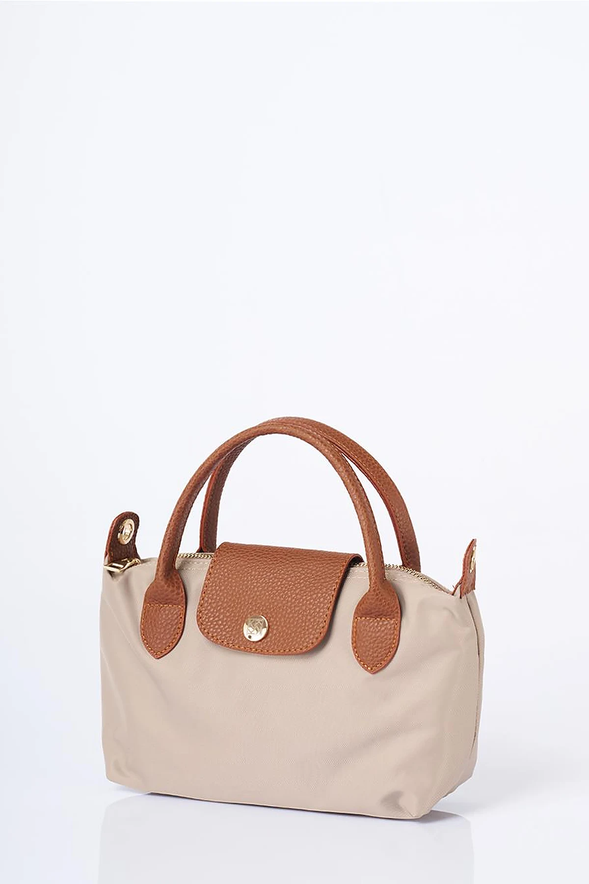 Medium Flap Fabric Bag -Stone
