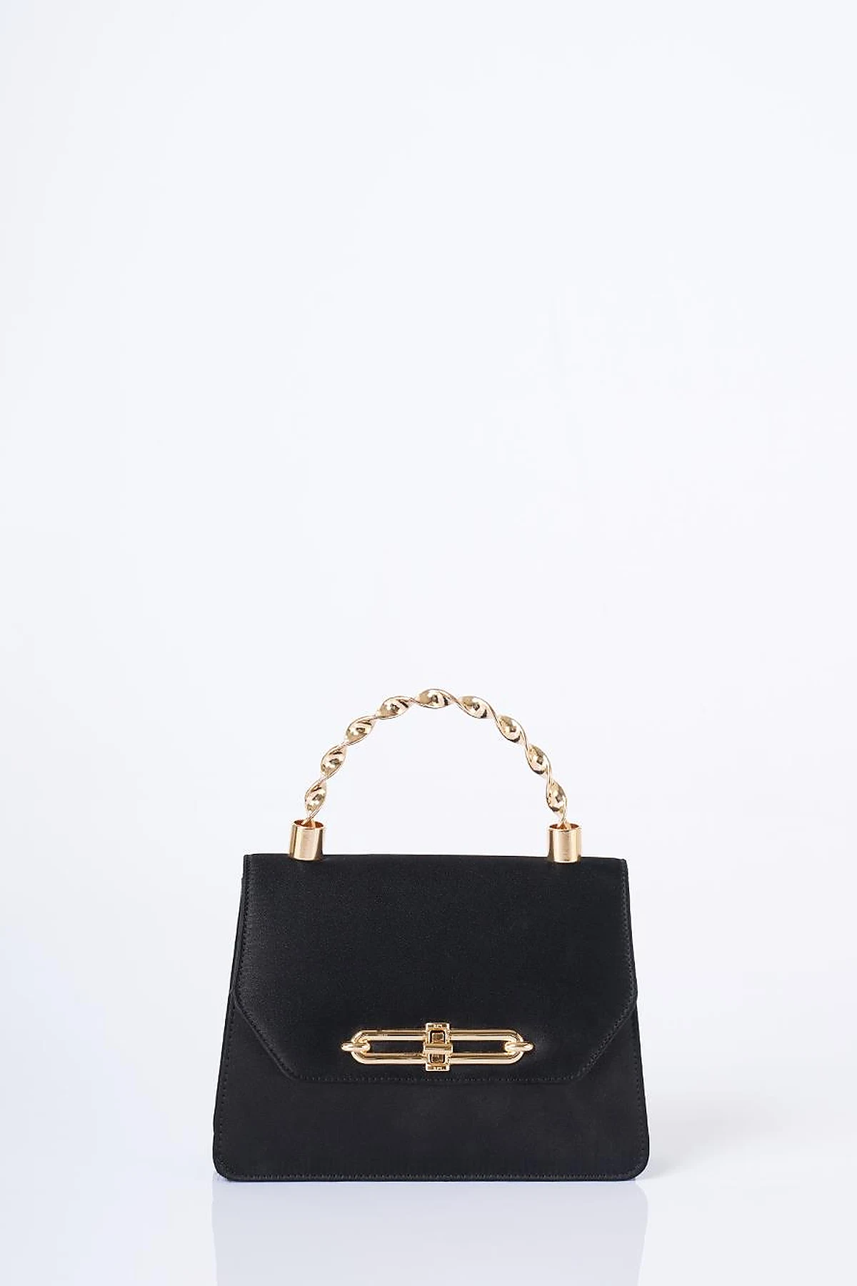 Handle Strap Satin Bag Black