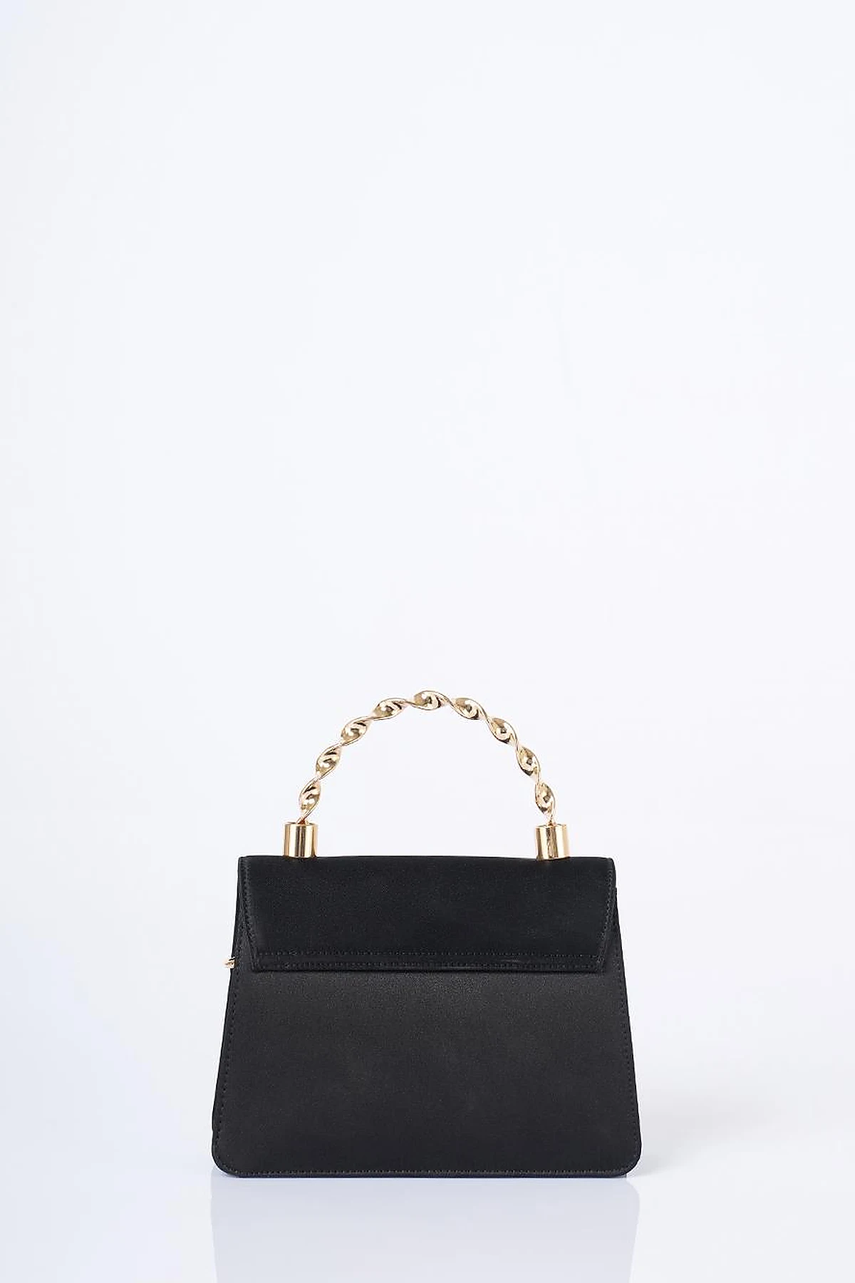 Handle Strap Satin Bag Black
