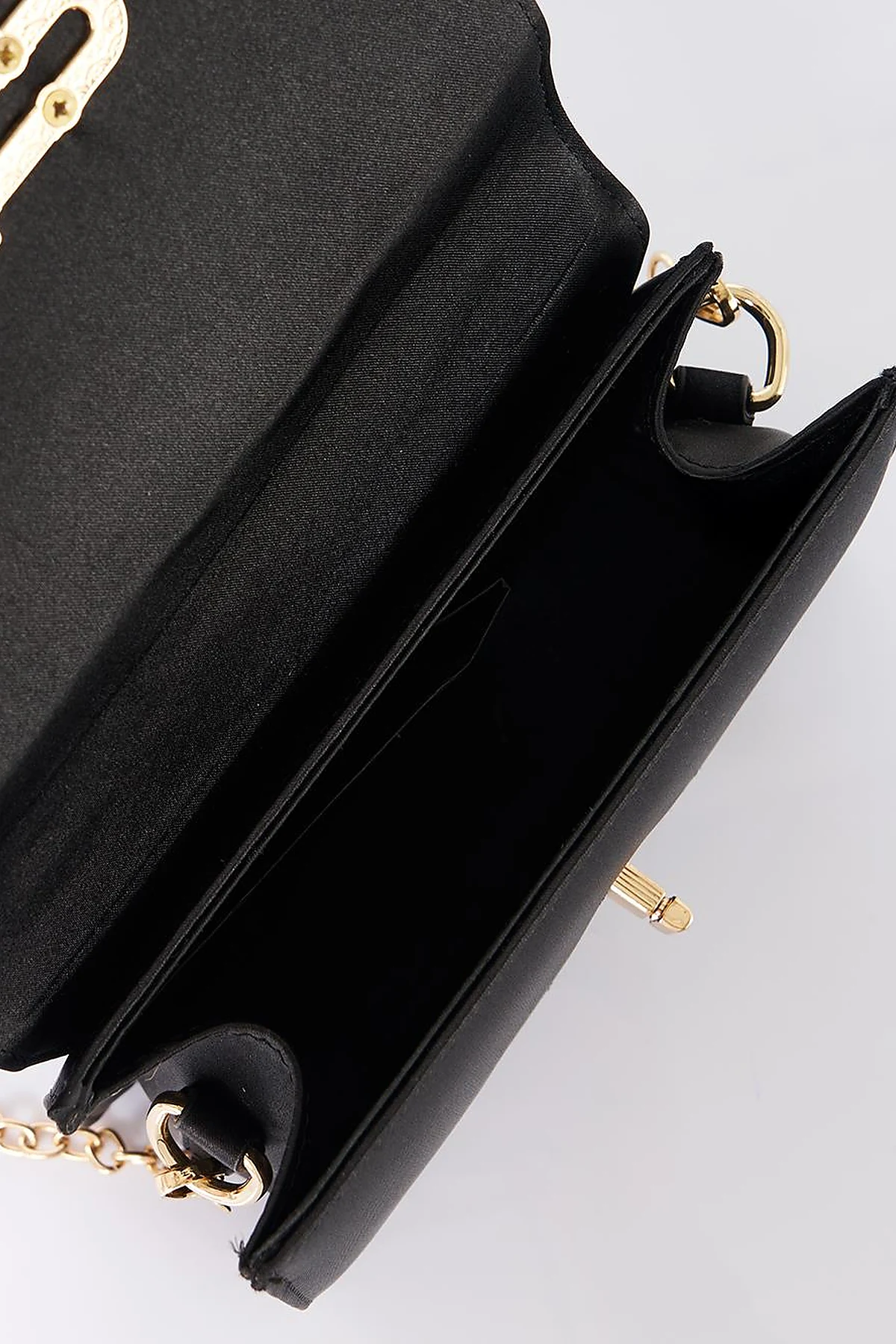 Handle Strap Satin Bag Black