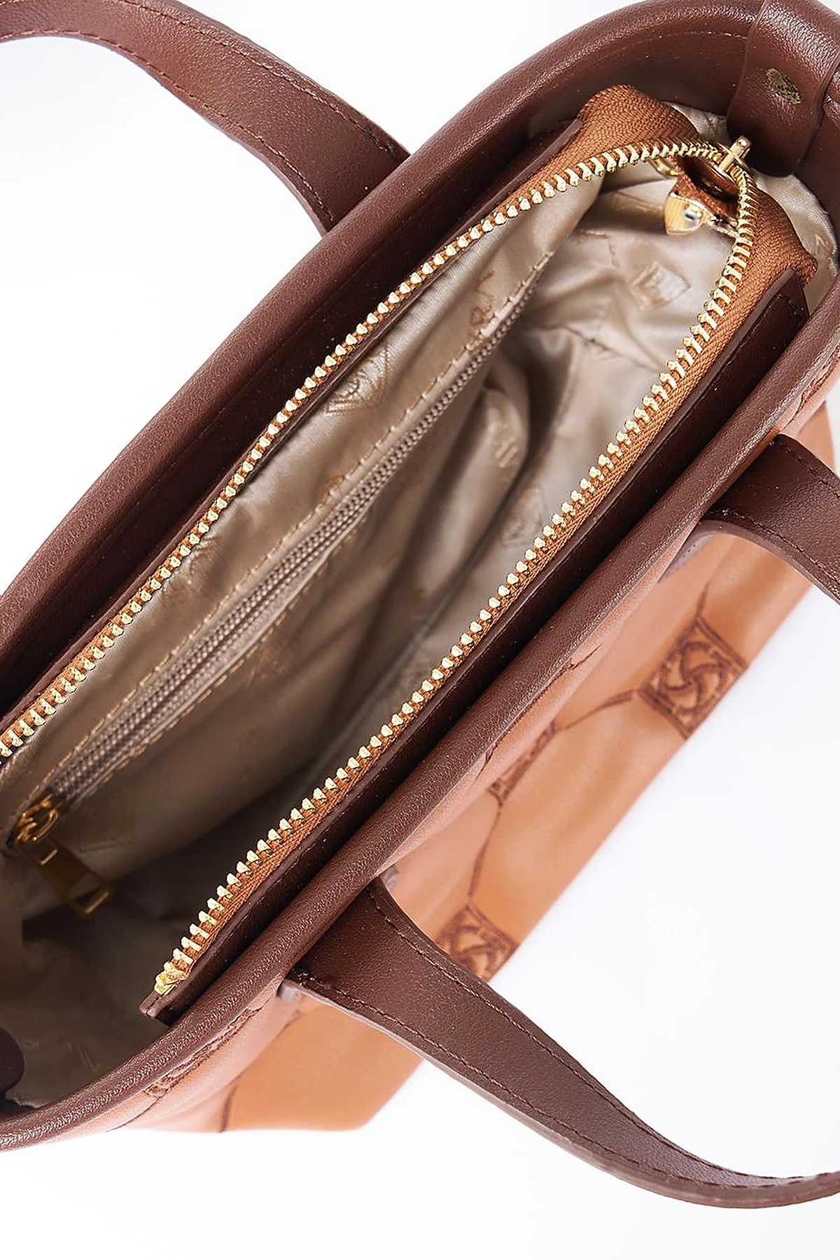 Monogram Logo Embroidered Tote Bag Tan