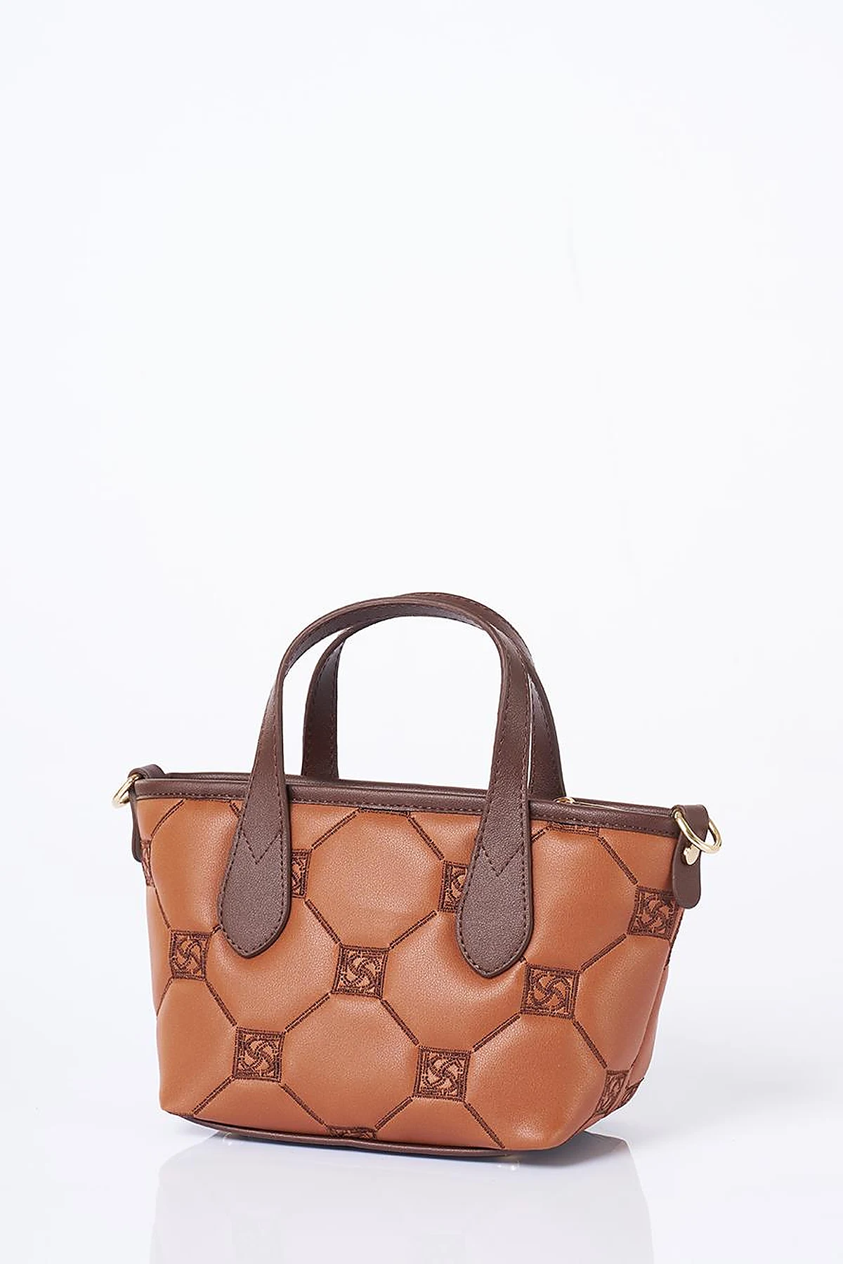 Monogram Logo Embroidered Tote Bag Tan