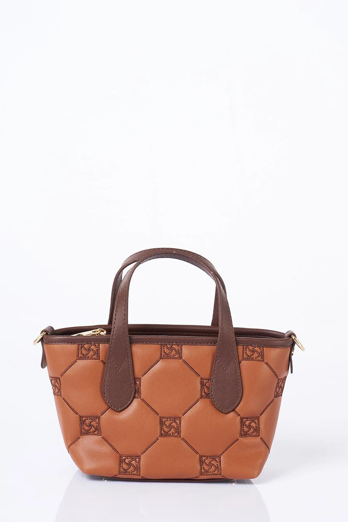 Monogram Logo Embroidered Tote Bag Tan