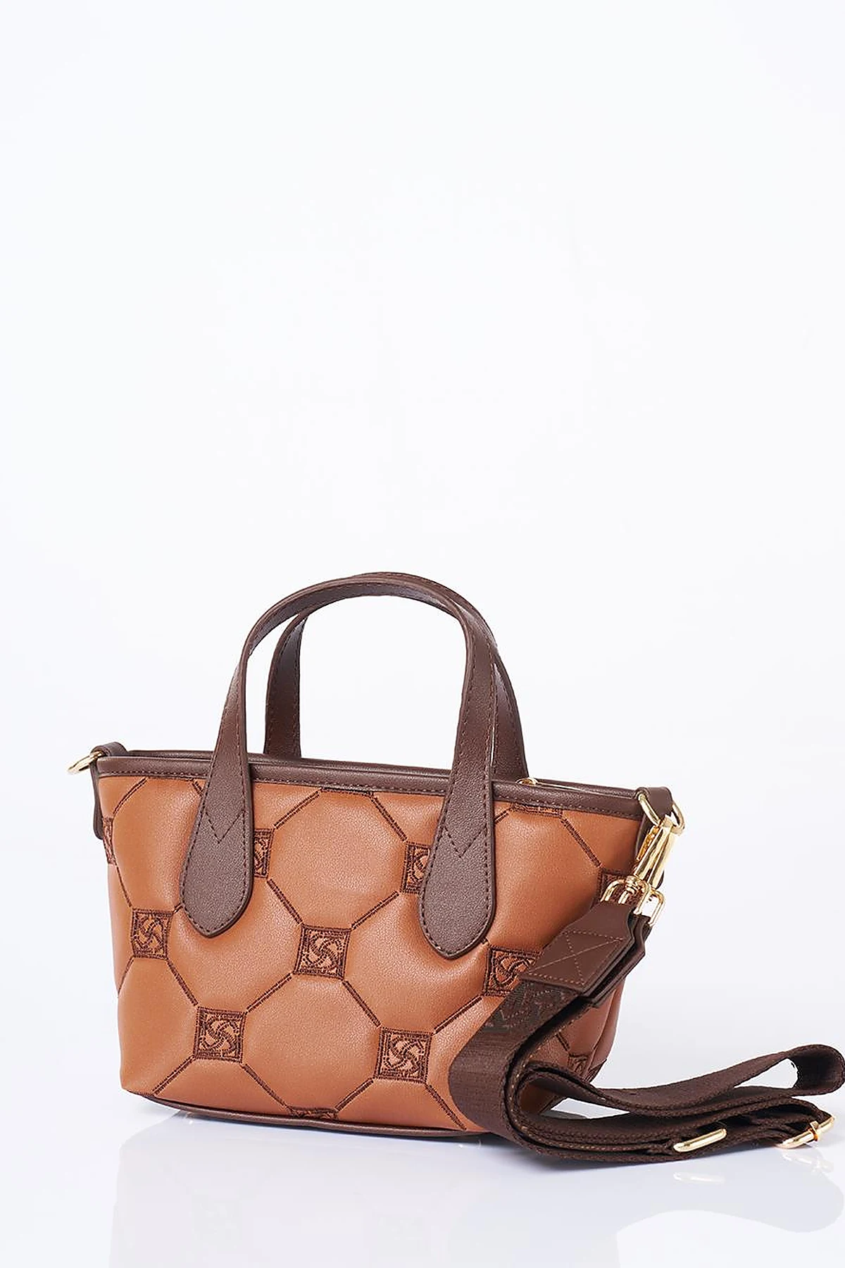 Monogram Logo Embroidered Tote Bag Tan