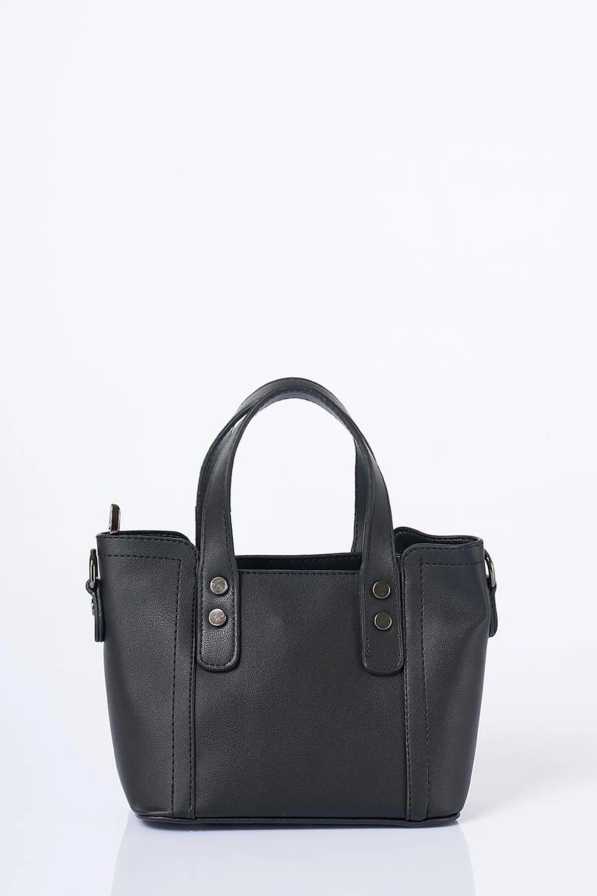 Chain Shoulder Strap Monogram Logo Faux Leather Tote Bag Black