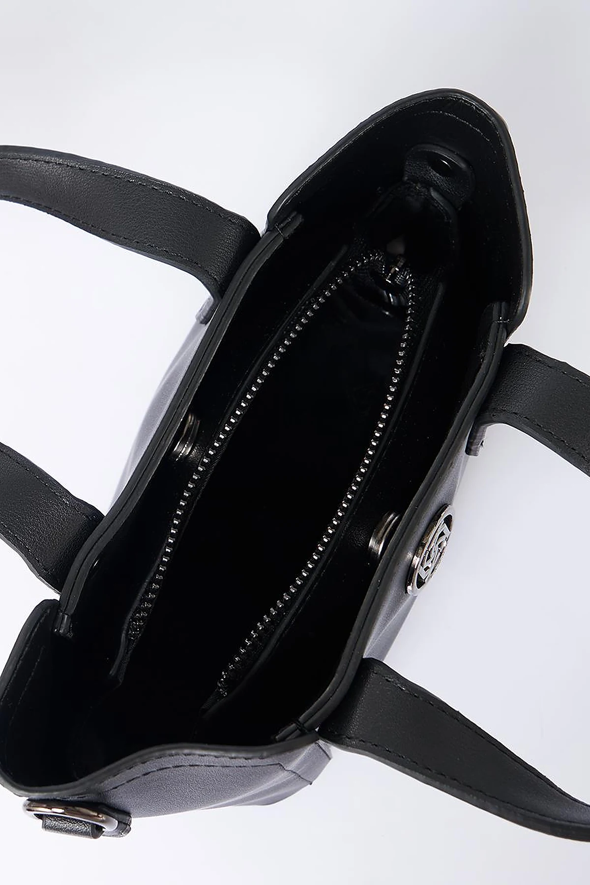 Chain Shoulder Strap Monogram Logo Faux Leather Tote Bag Black