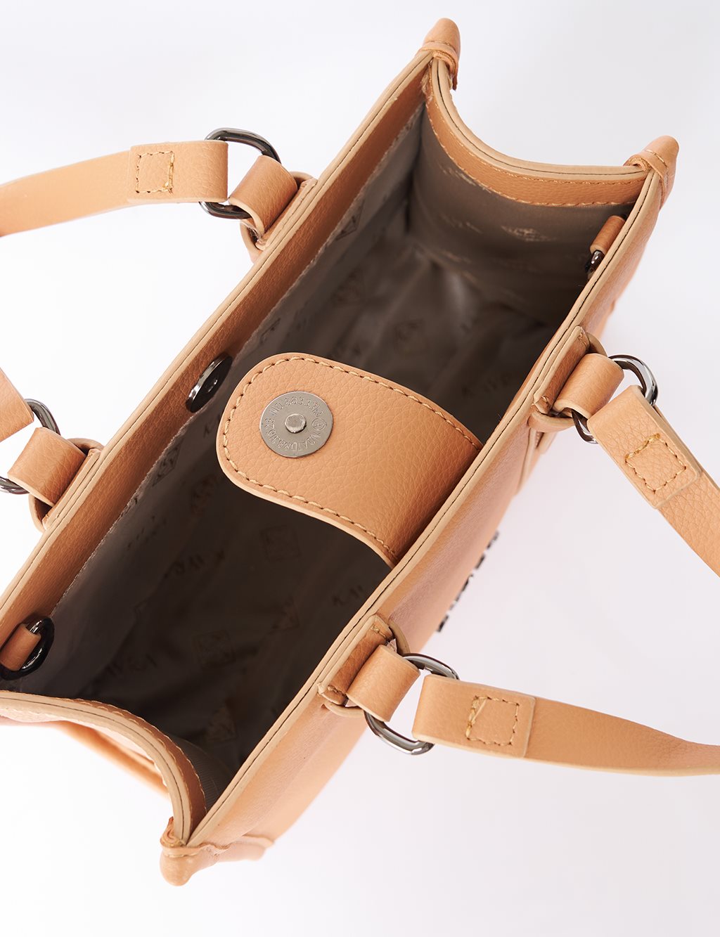 Shoulder Strap Snap Closure Faux Leather Tote Bag Camel