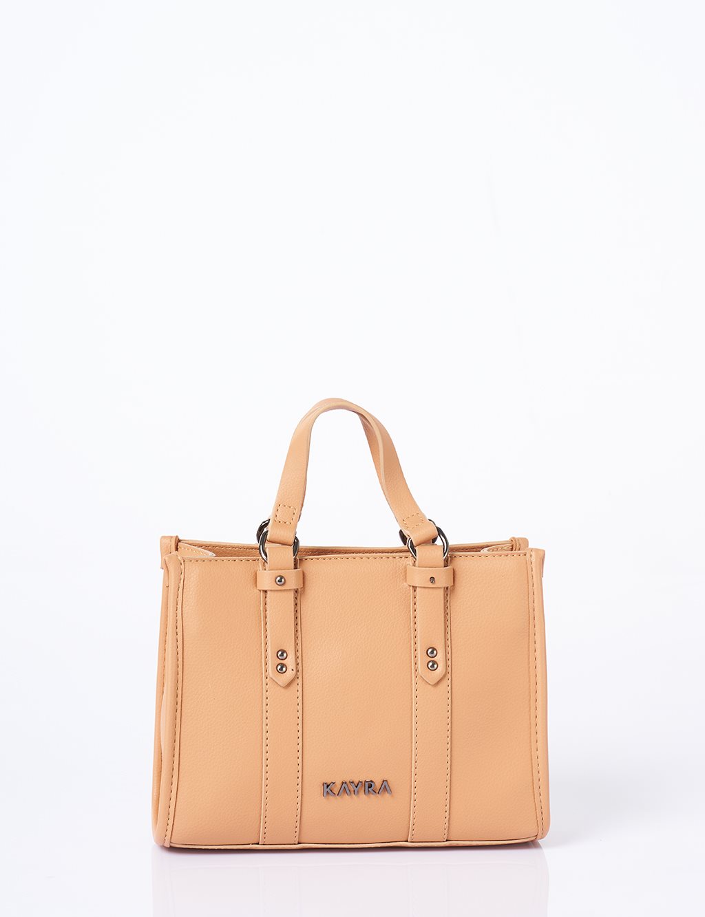 Shoulder Strap Snap Closure Faux Leather Tote Bag Camel