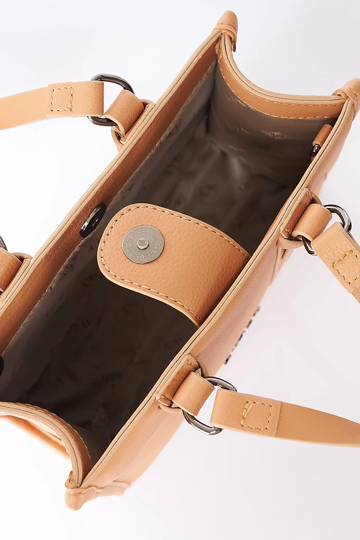 Shoulder Strap Snap Closure Faux Leather Tote Bag Camel