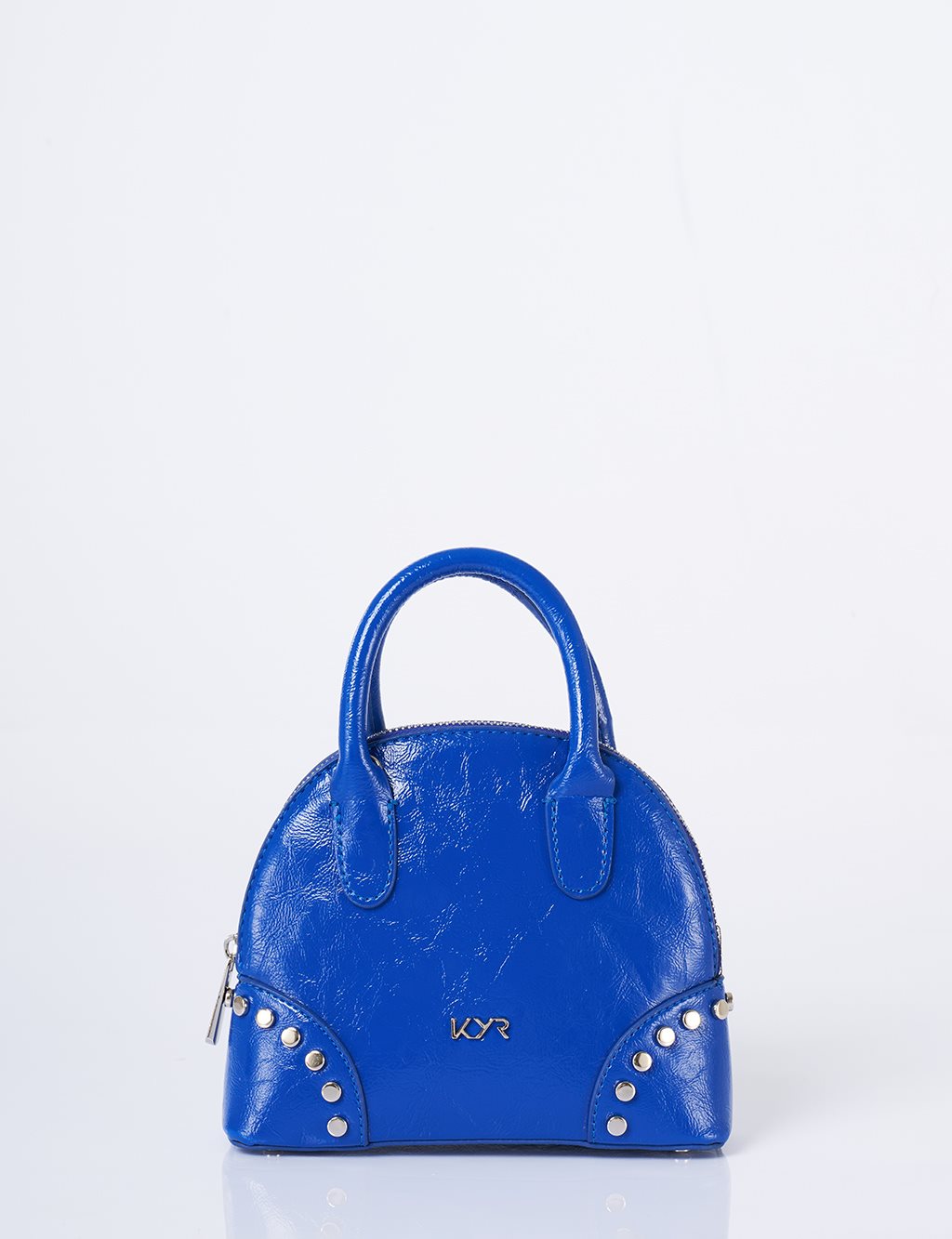 Stud Detailed Mini Faux Leather Handbag Cobalt