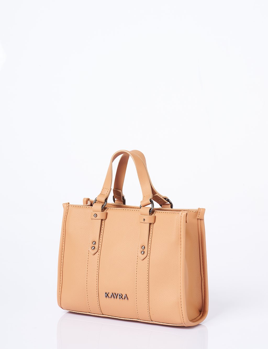 Shoulder Strap Snap Closure Faux Leather Tote Bag Camel