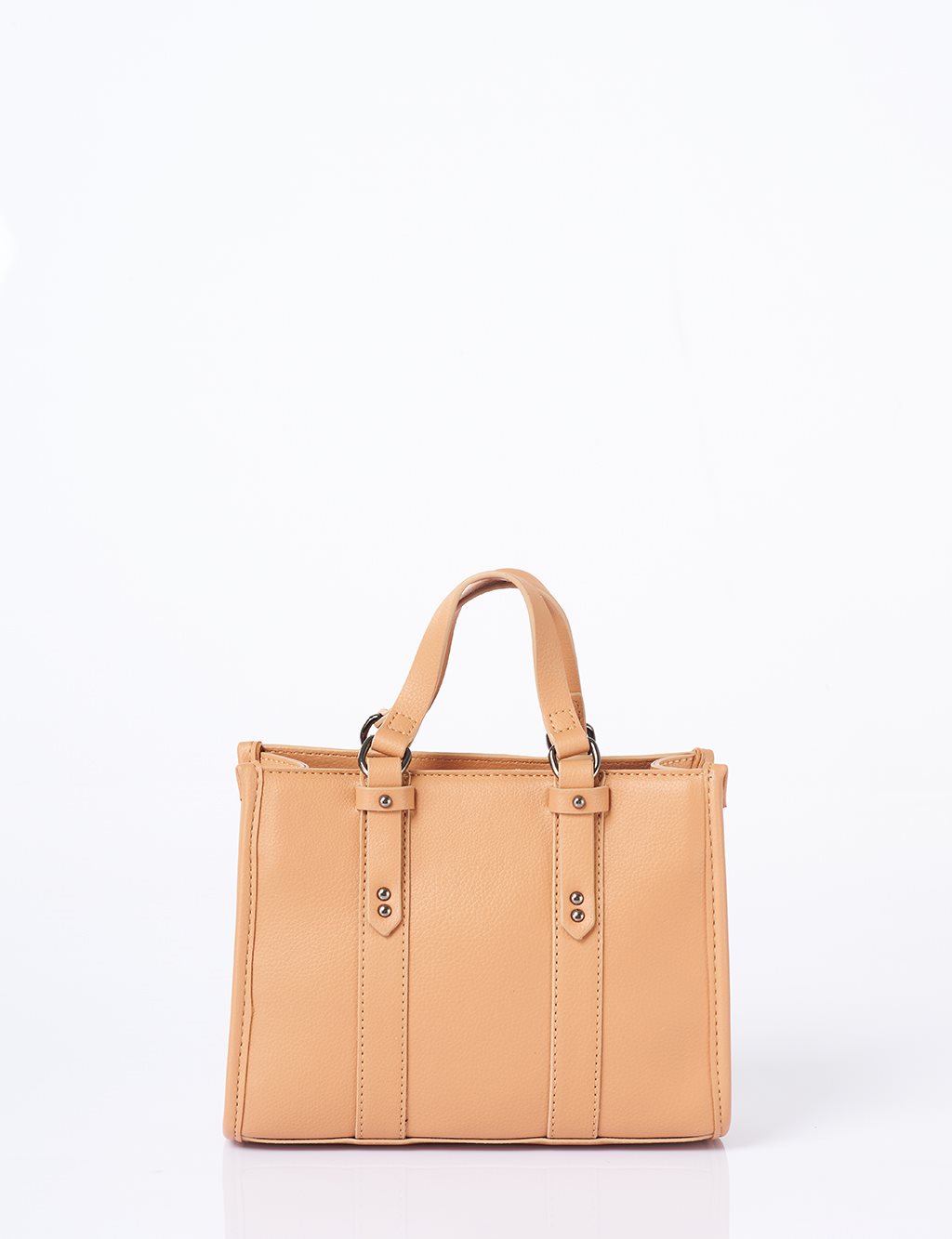 Shoulder Strap Snap Closure Faux Leather Tote Bag Camel