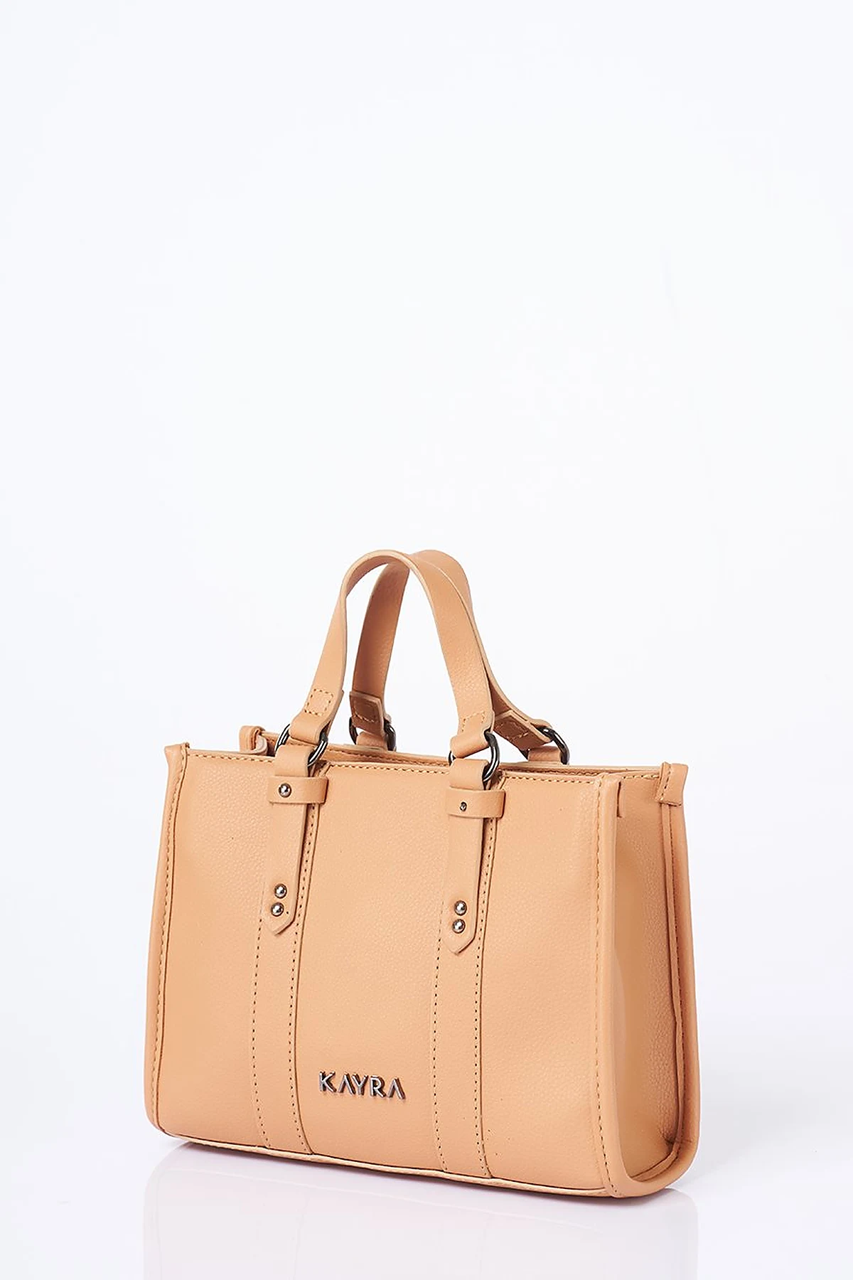 Shoulder Strap Snap Closure Faux Leather Tote Bag Camel